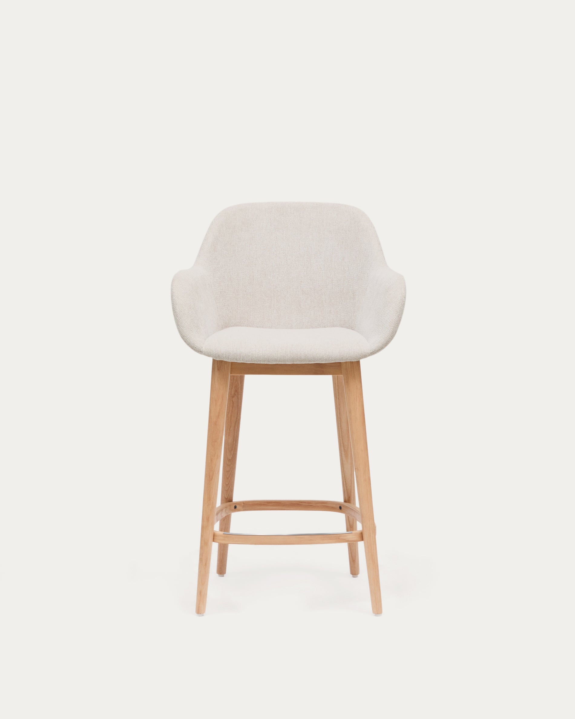 Konna stool in beige and solid ash wood legs in a light finish, 65 cm - Product View