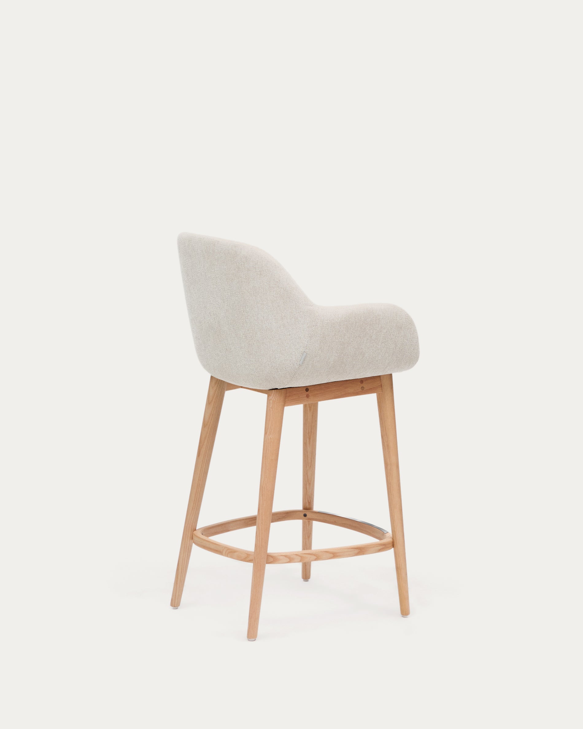 Konna stool in beige and solid ash wood legs in a light finish, 65 cm - Product View
