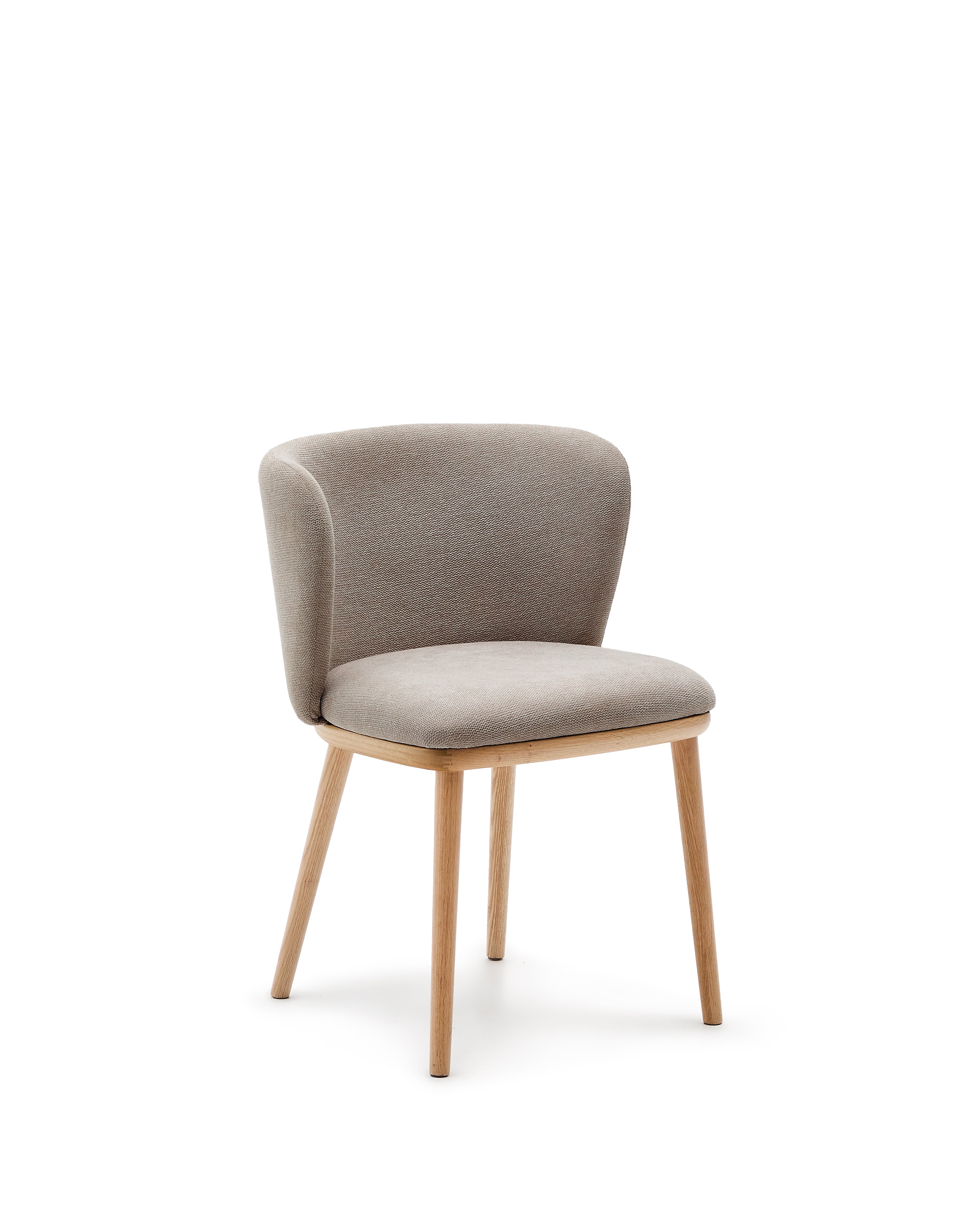 Ciselia chair brown chenille and solid ash wood natural tone finish FSC Mix Credit - Product Image