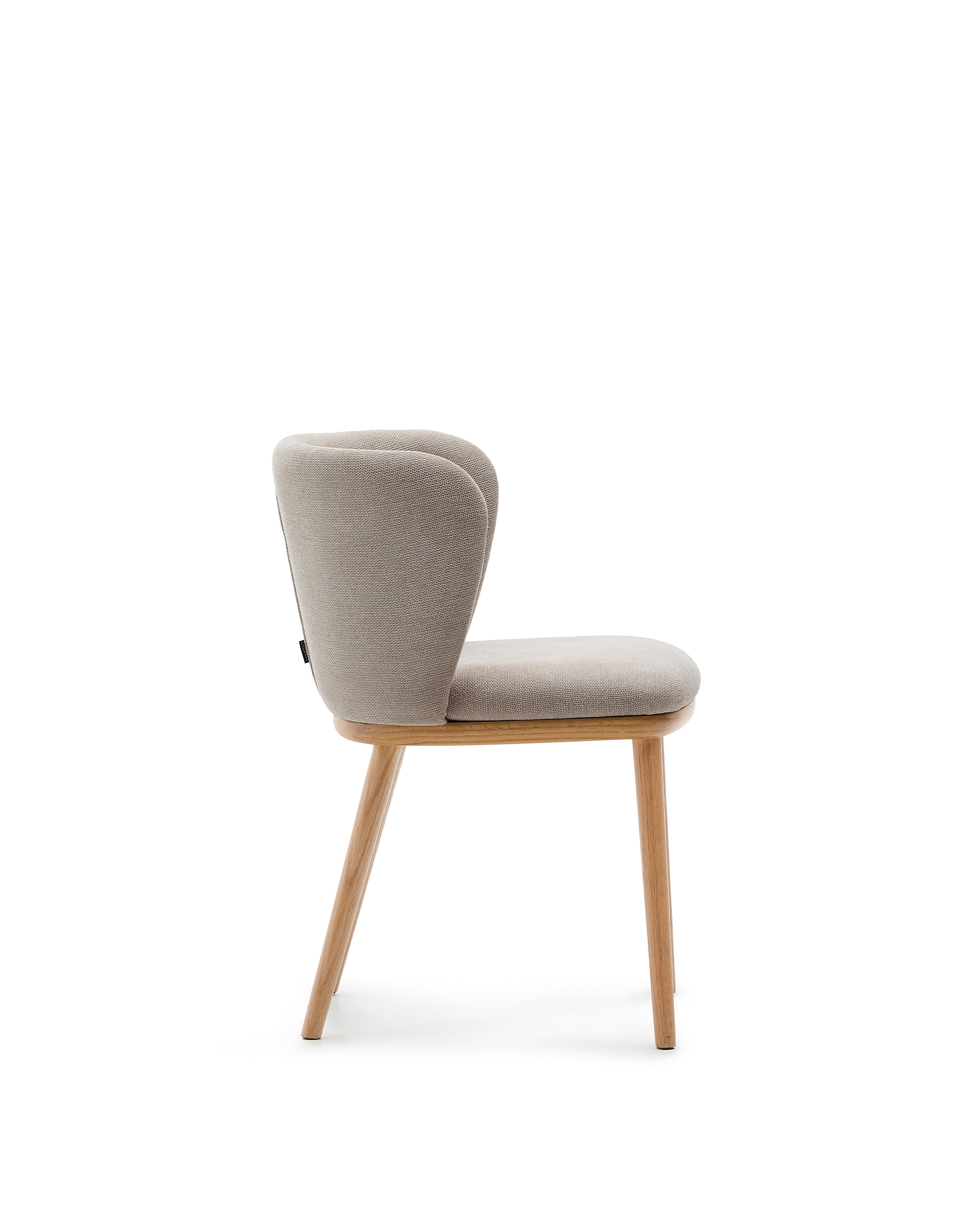 Ciselia chair brown chenille and solid ash wood natural tone finish FSC Mix Credit