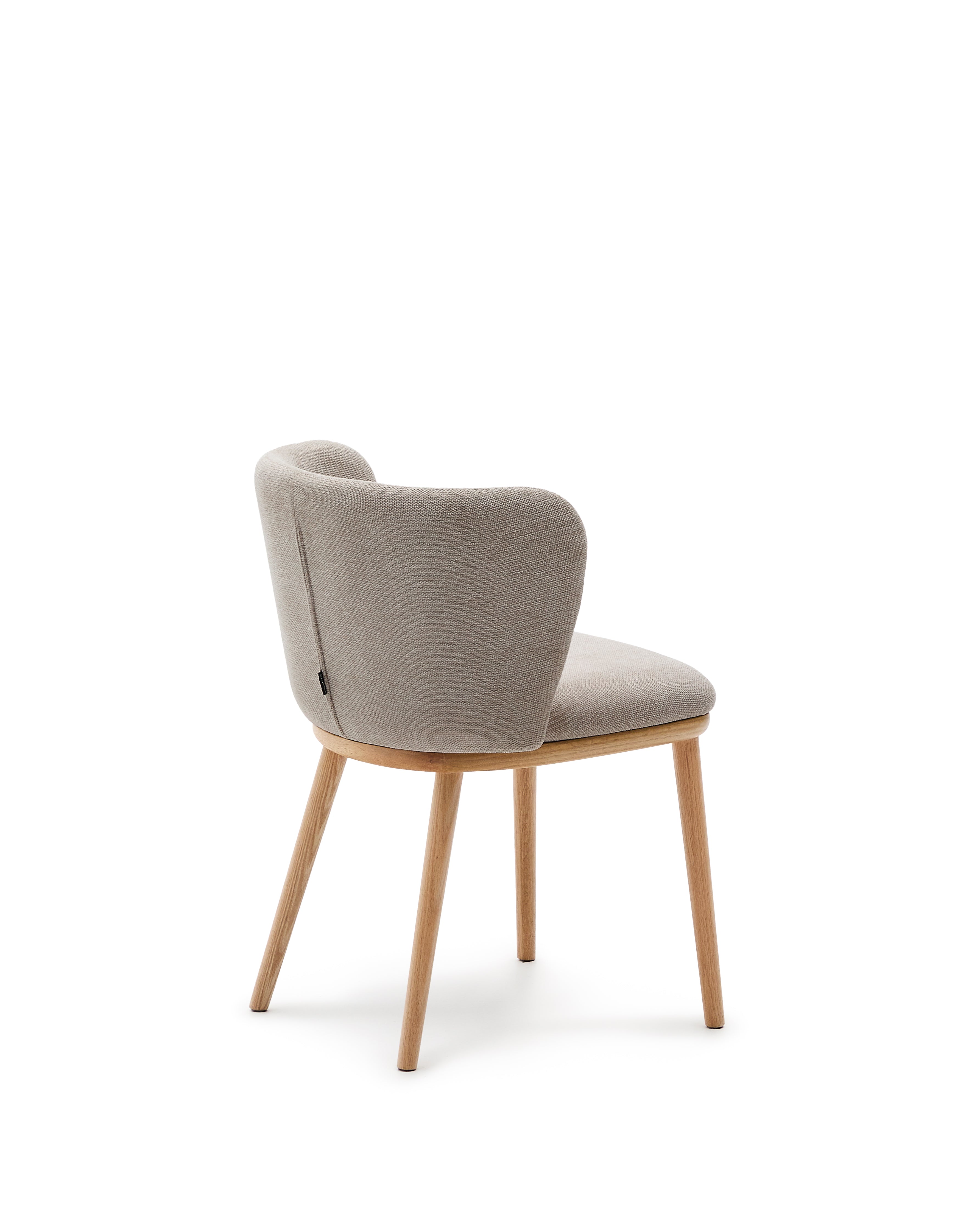 Ciselia chair brown chenille and solid ash wood natural tone finish FSC Mix Credit