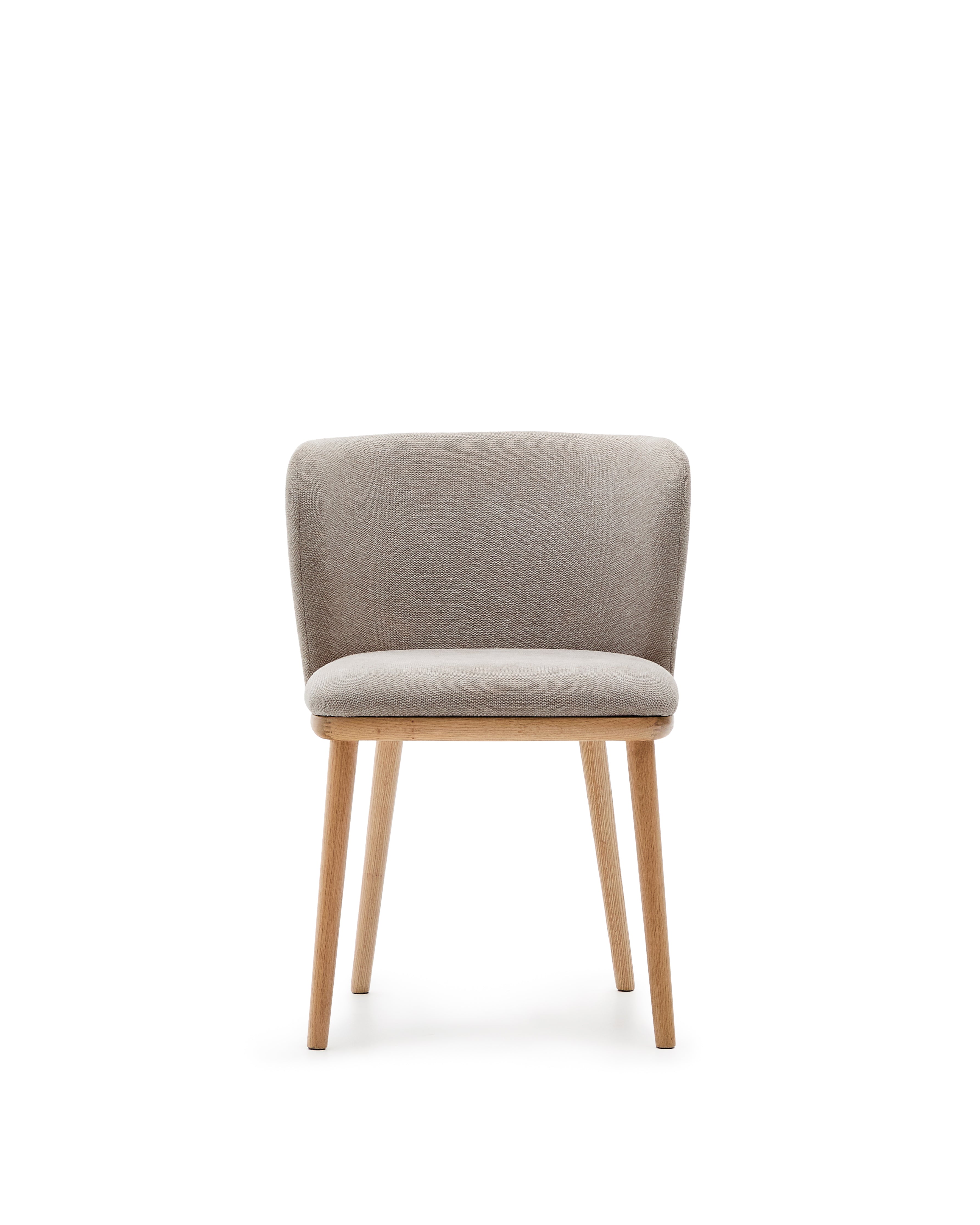 Ciselia chair brown chenille and solid ash wood natural tone finish FSC Mix Credit - Product Image