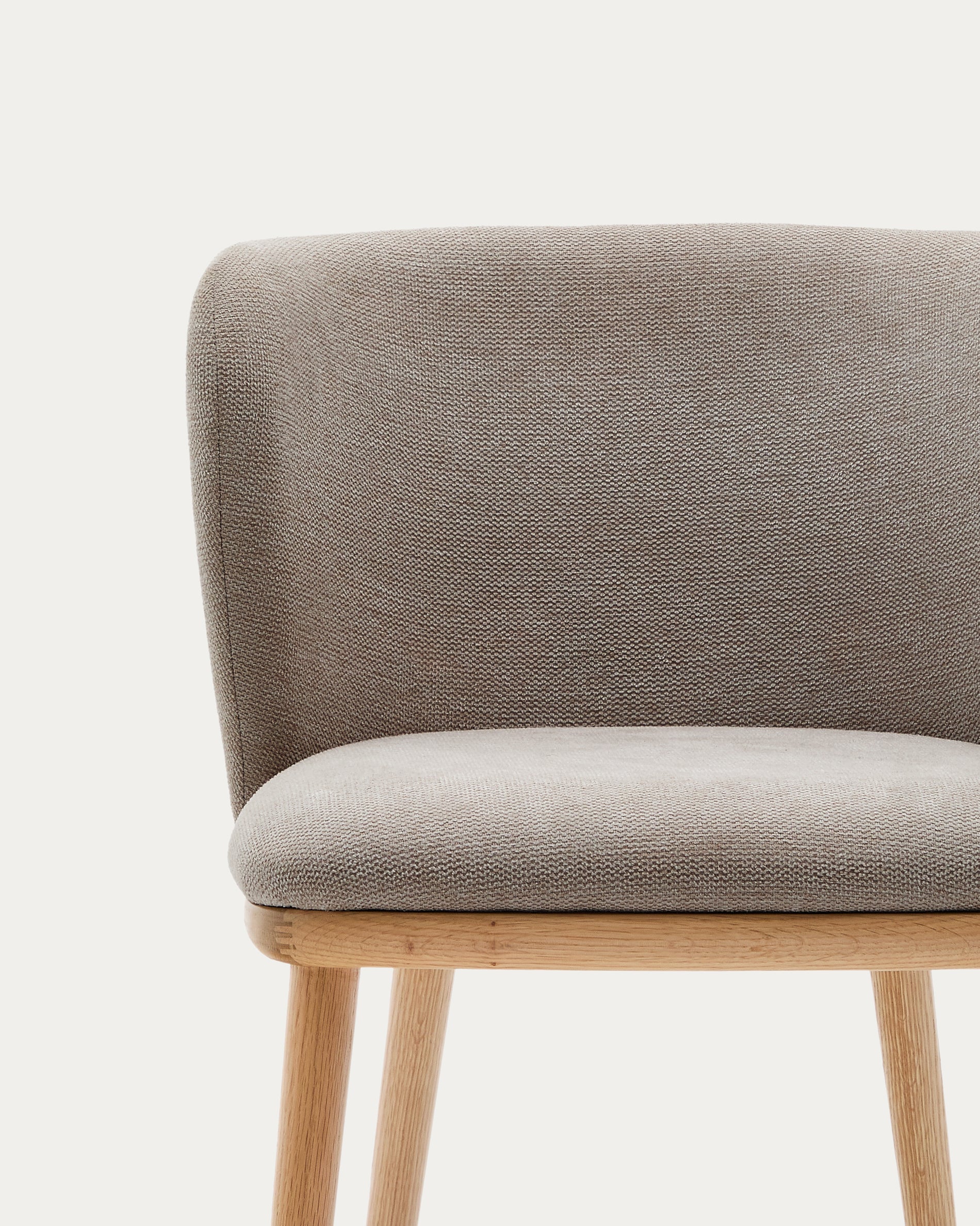 Ciselia chair brown chenille and solid ash wood natural tone finish FSC Mix Credit - Detail