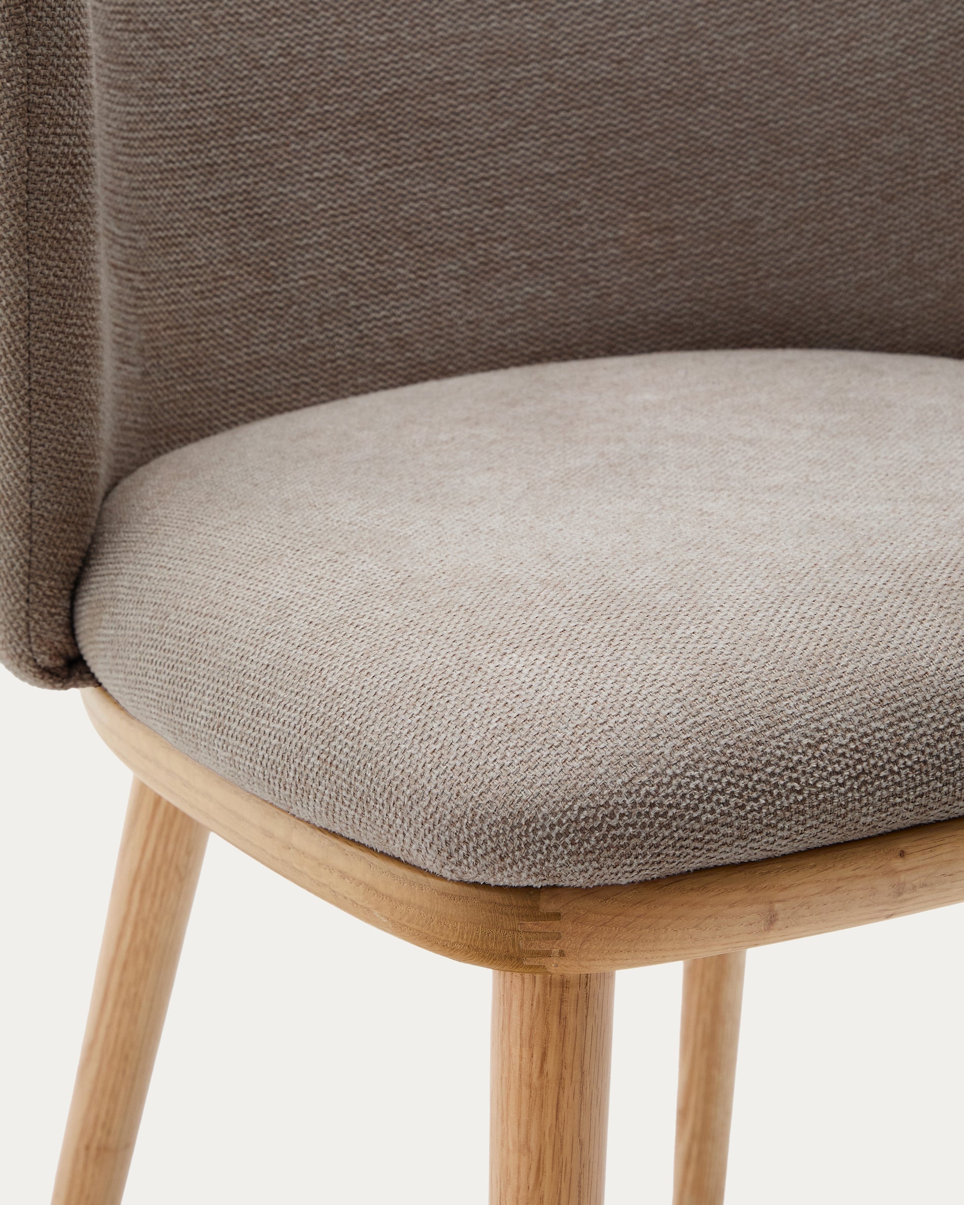 Ciselia chair brown chenille and solid ash wood natural tone finish FSC Mix Credit - Detail