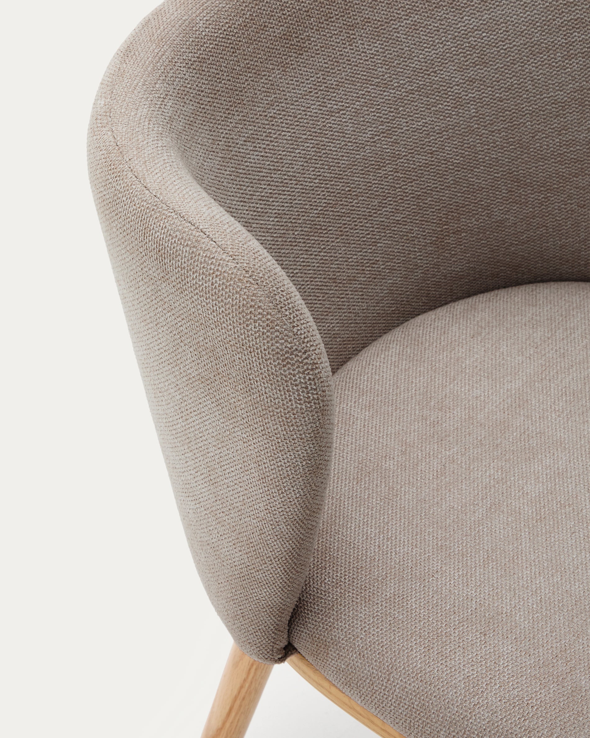 Ciselia chair brown chenille and solid ash wood natural tone finish FSC Mix Credit - Detail