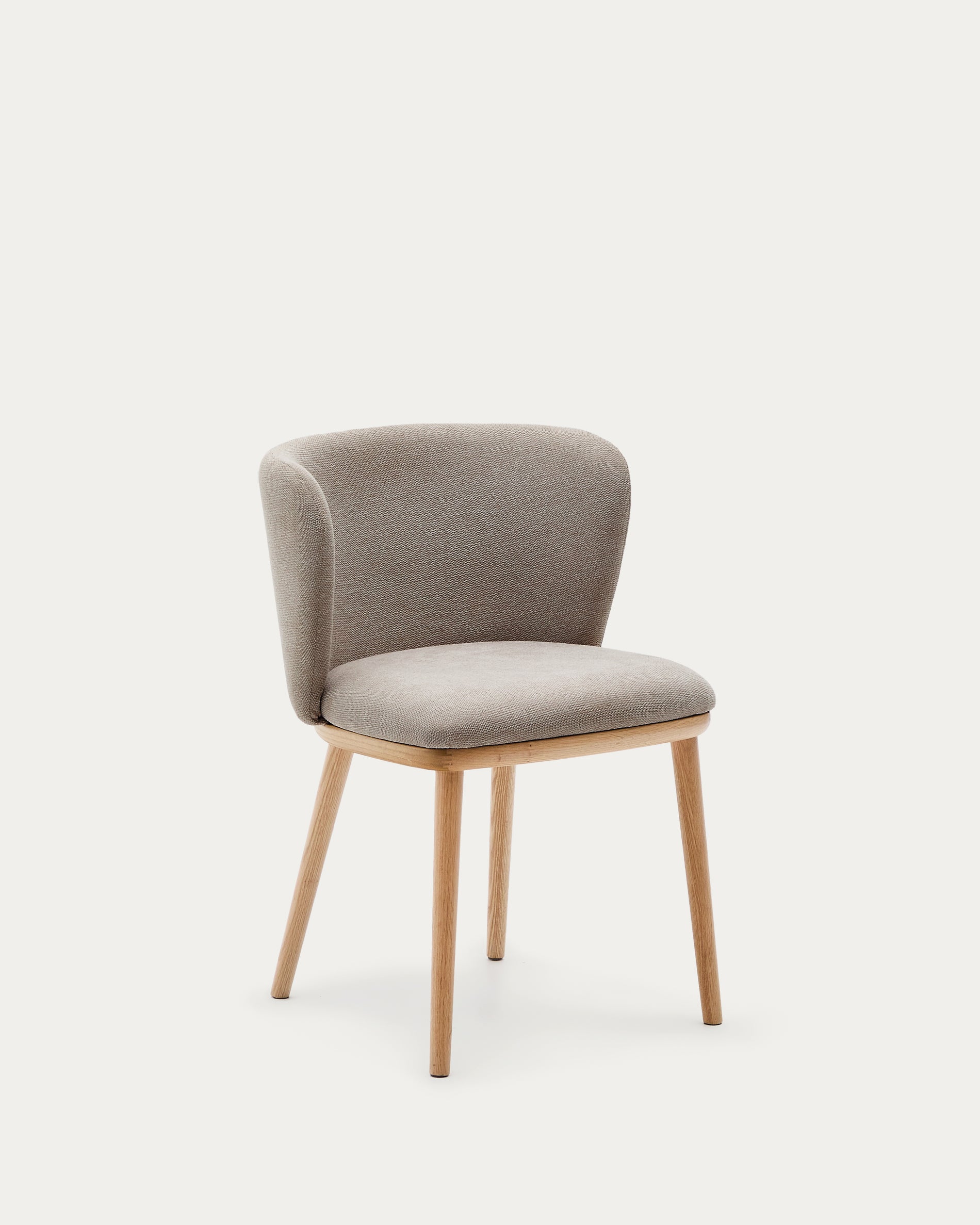 Ciselia chair brown chenille and solid ash wood natural tone finish FSC Mix Credit - Product View