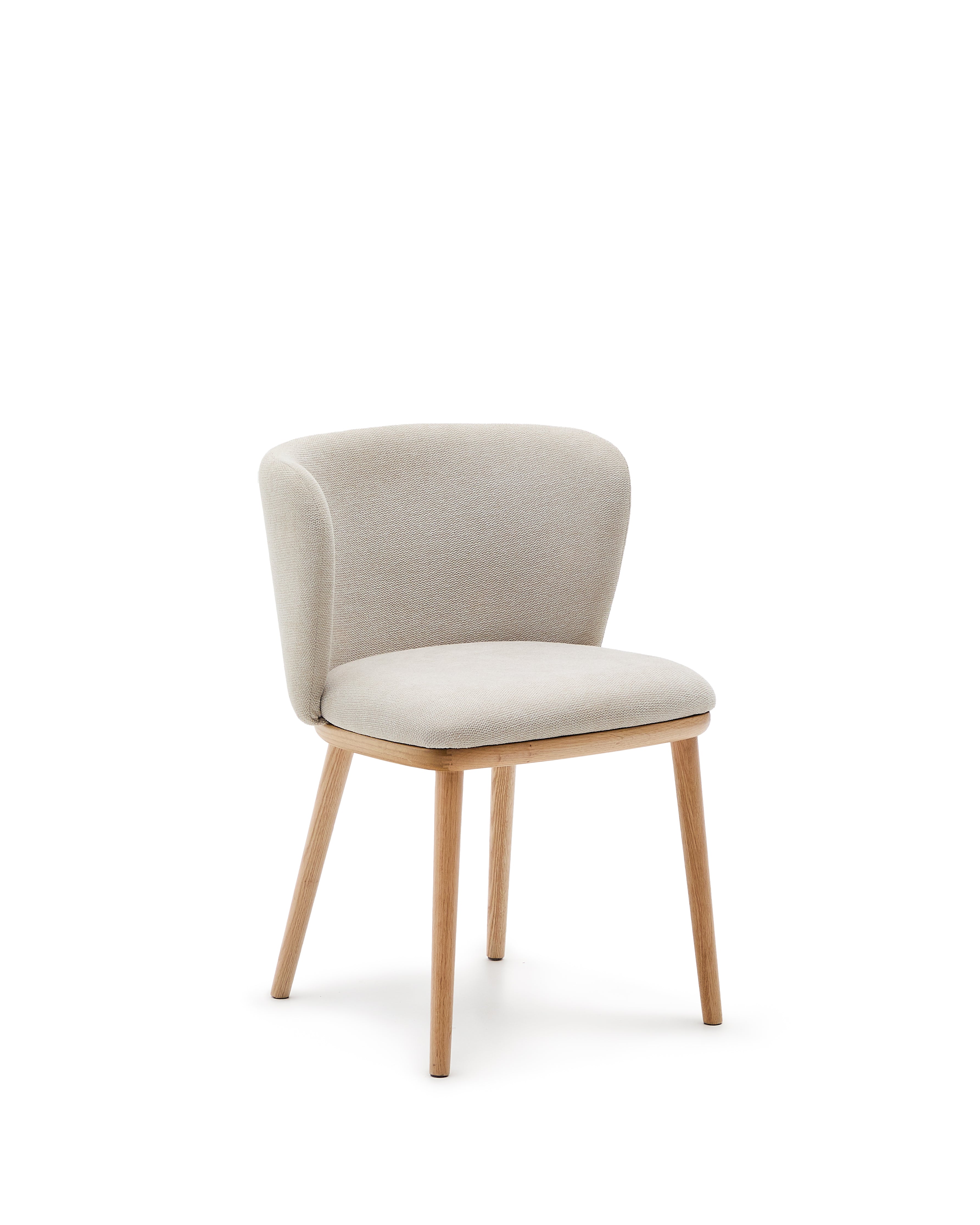 Ciselia chair beige chenille and solid ash wood natural tone finish FSC Mix Credit - Product Image