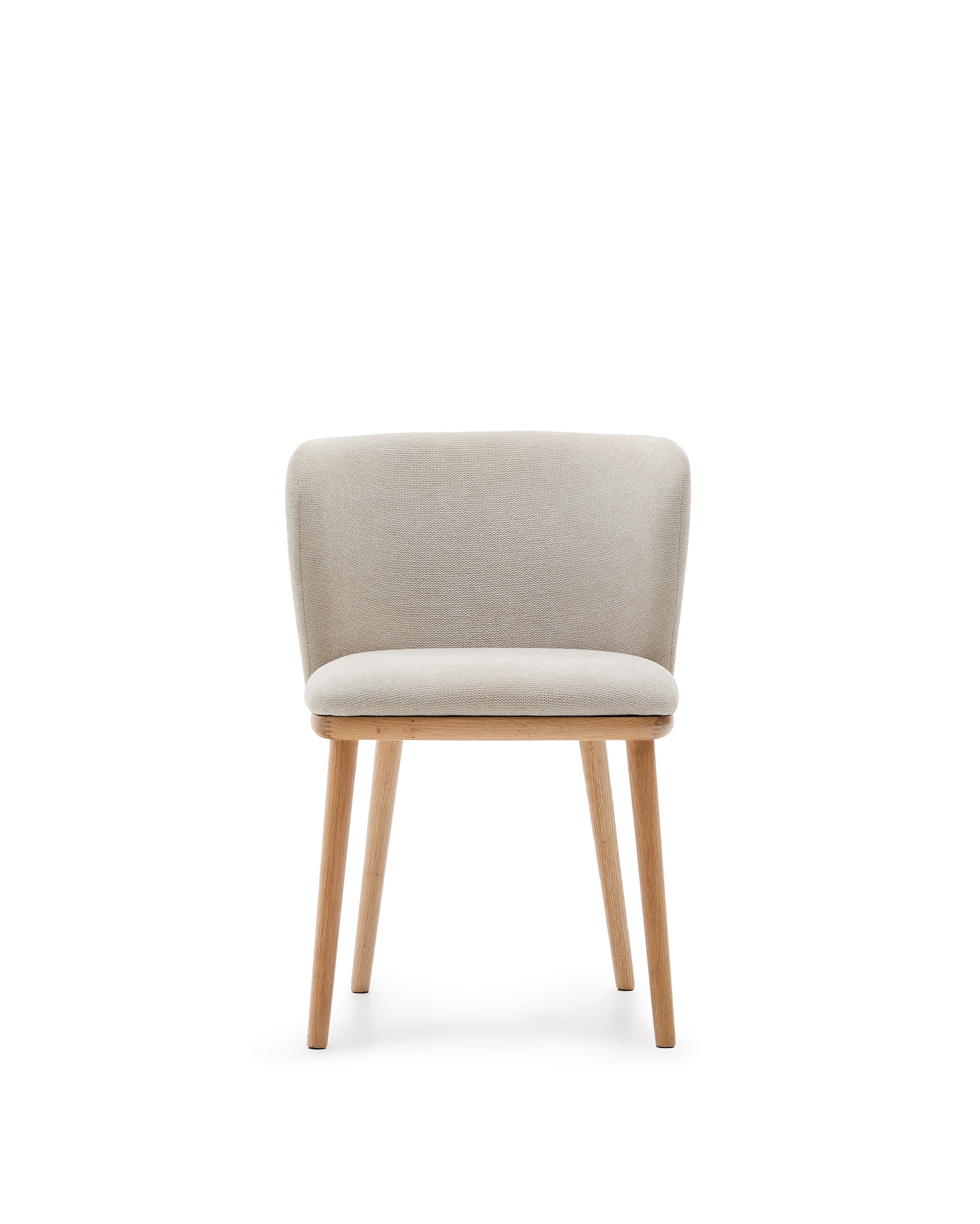 Ciselia chair beige chenille and solid ash wood natural tone finish FSC Mix Credit - Product Image