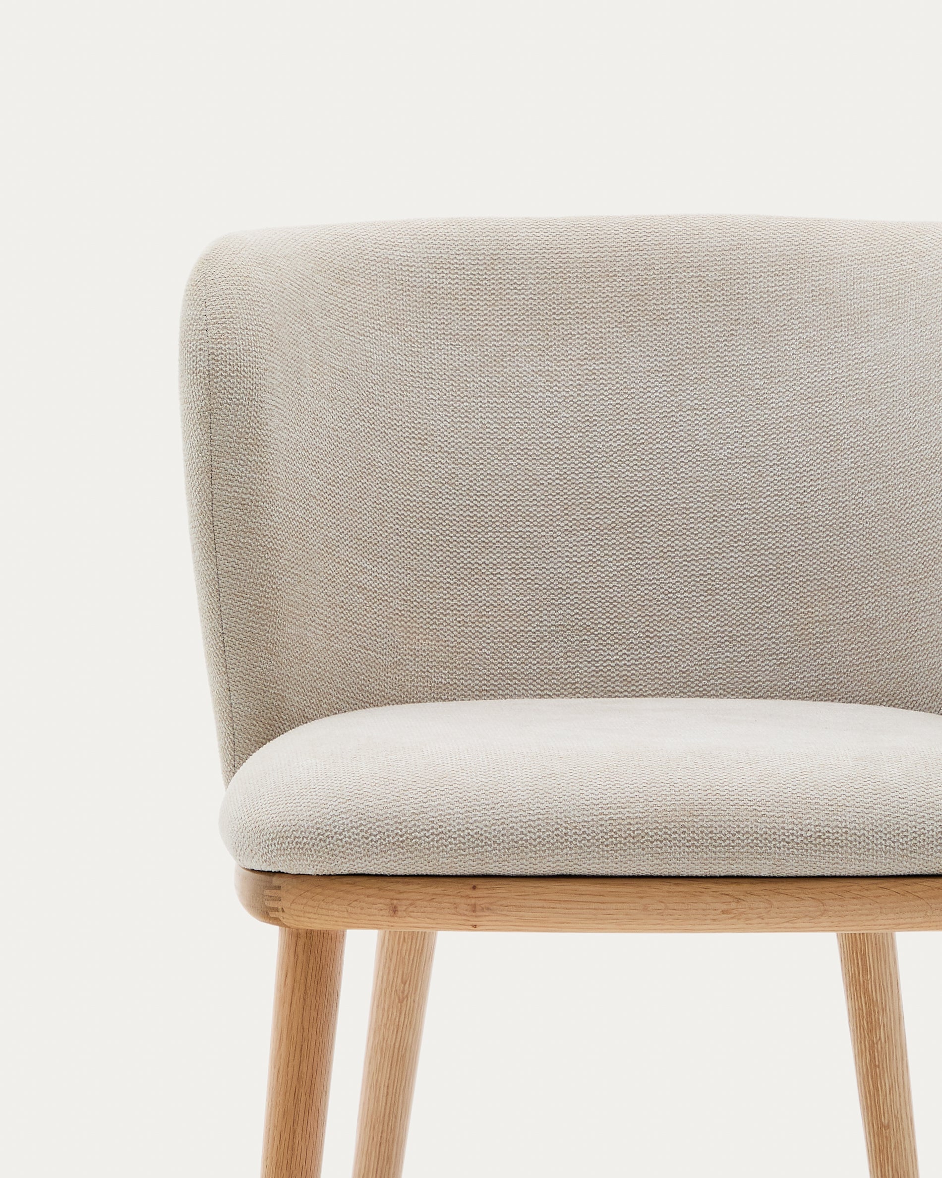 Ciselia chair beige chenille and solid ash wood natural tone finish FSC Mix Credit - Detail