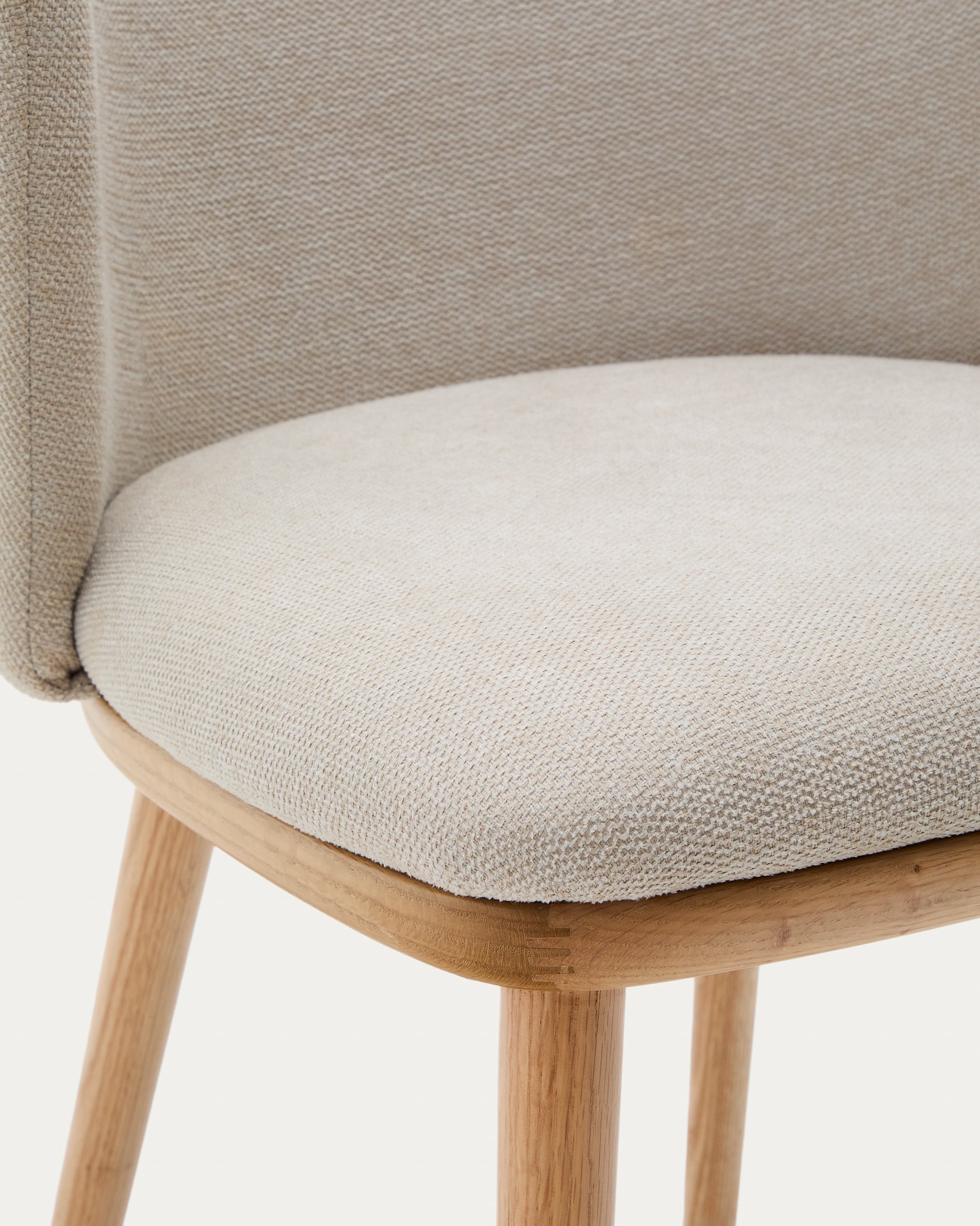 Ciselia chair beige chenille and solid ash wood natural tone finish FSC Mix Credit - Detail