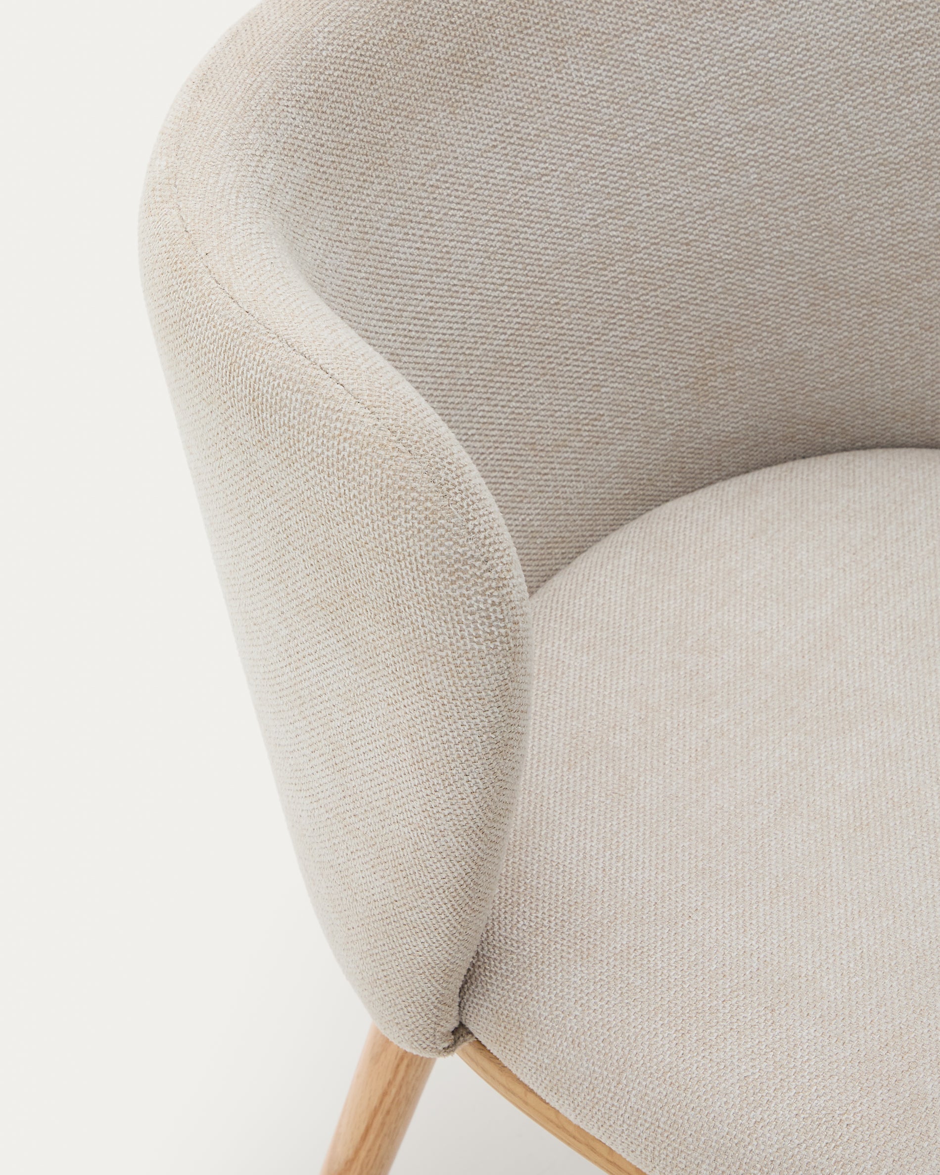 Ciselia chair beige chenille and solid ash wood natural tone finish FSC Mix Credit - Detail