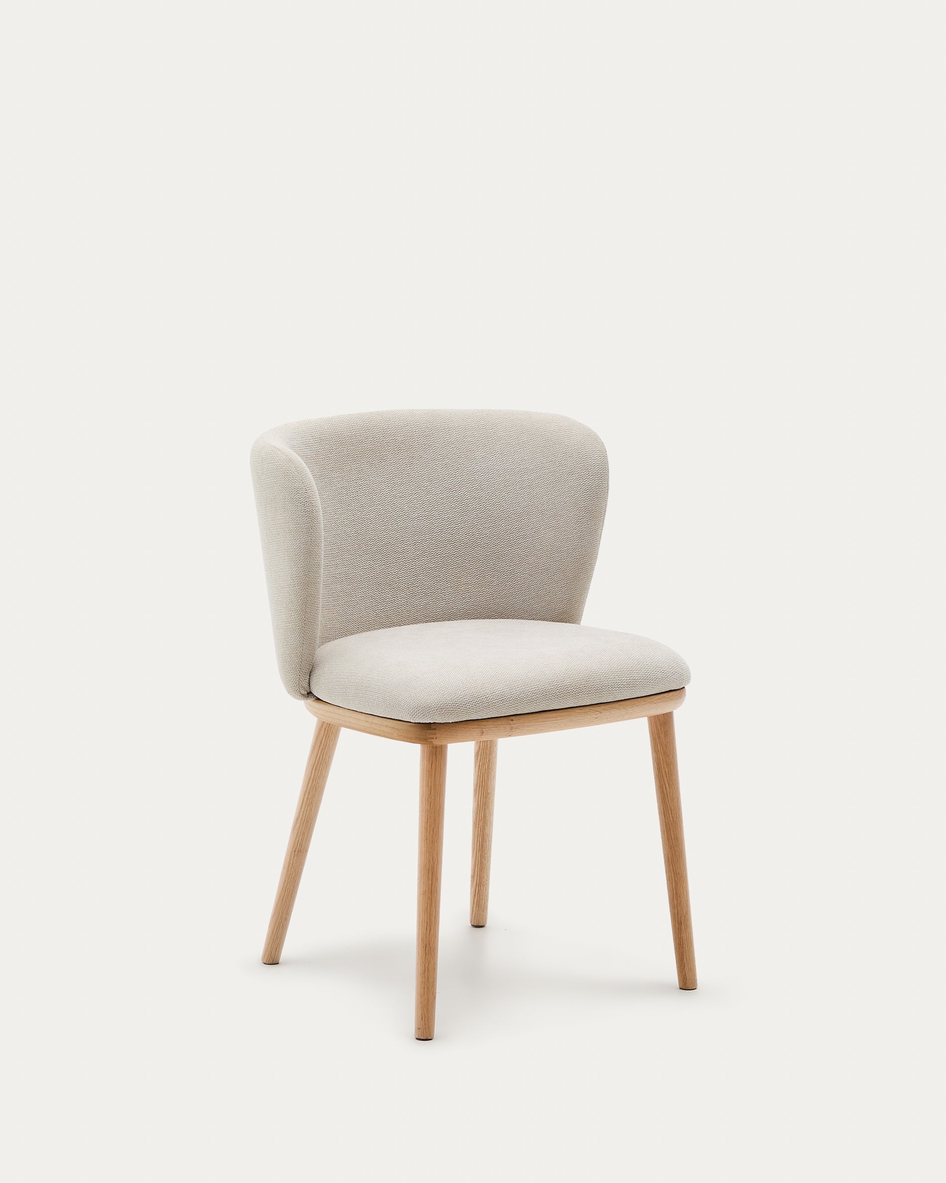 Ciselia chair beige chenille and solid ash wood natural tone finish FSC Mix Credit - Product View