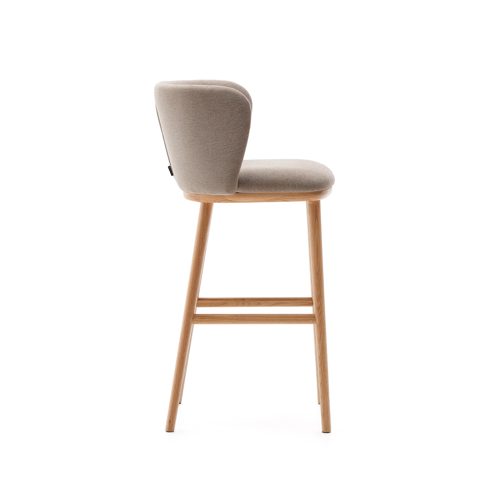 Ciselia stool brown chenille and solid ash wood natural tone finish FSC Mix Credit 75 cm - Product Image