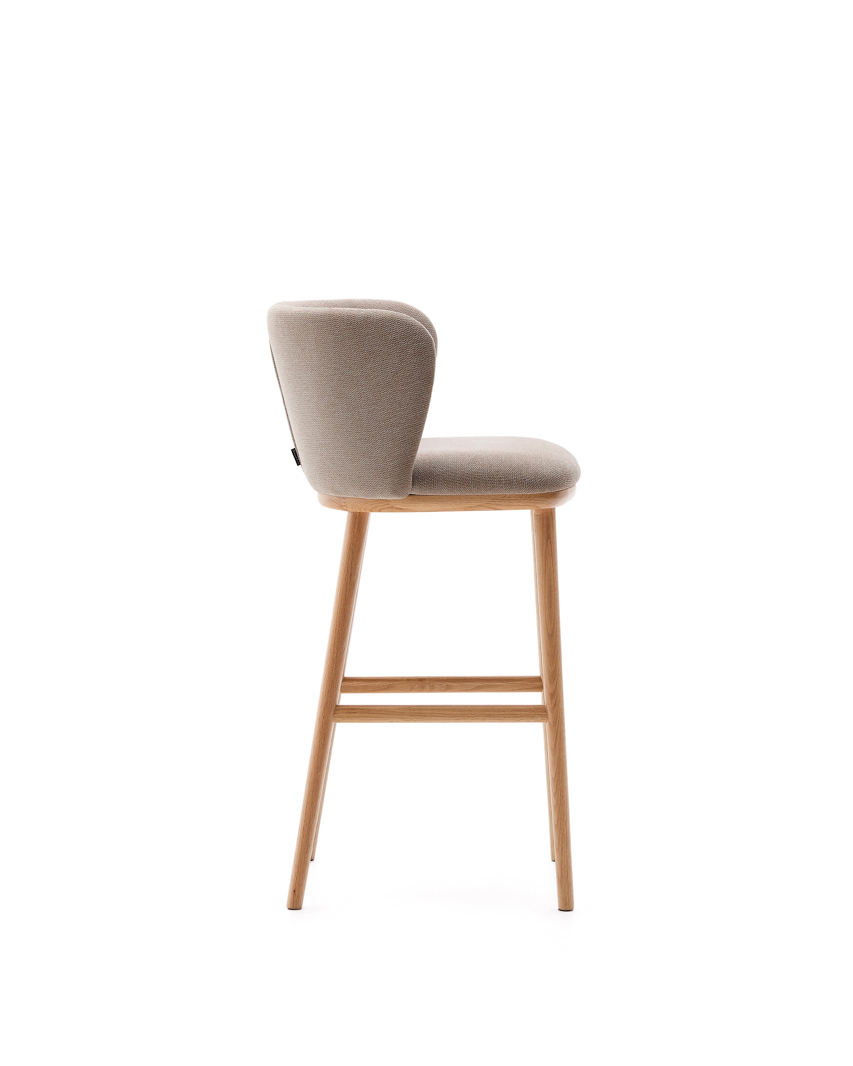 Ciselia stool brown chenille and solid ash wood natural tone finish FSC Mix Credit 75 cm - Product Image