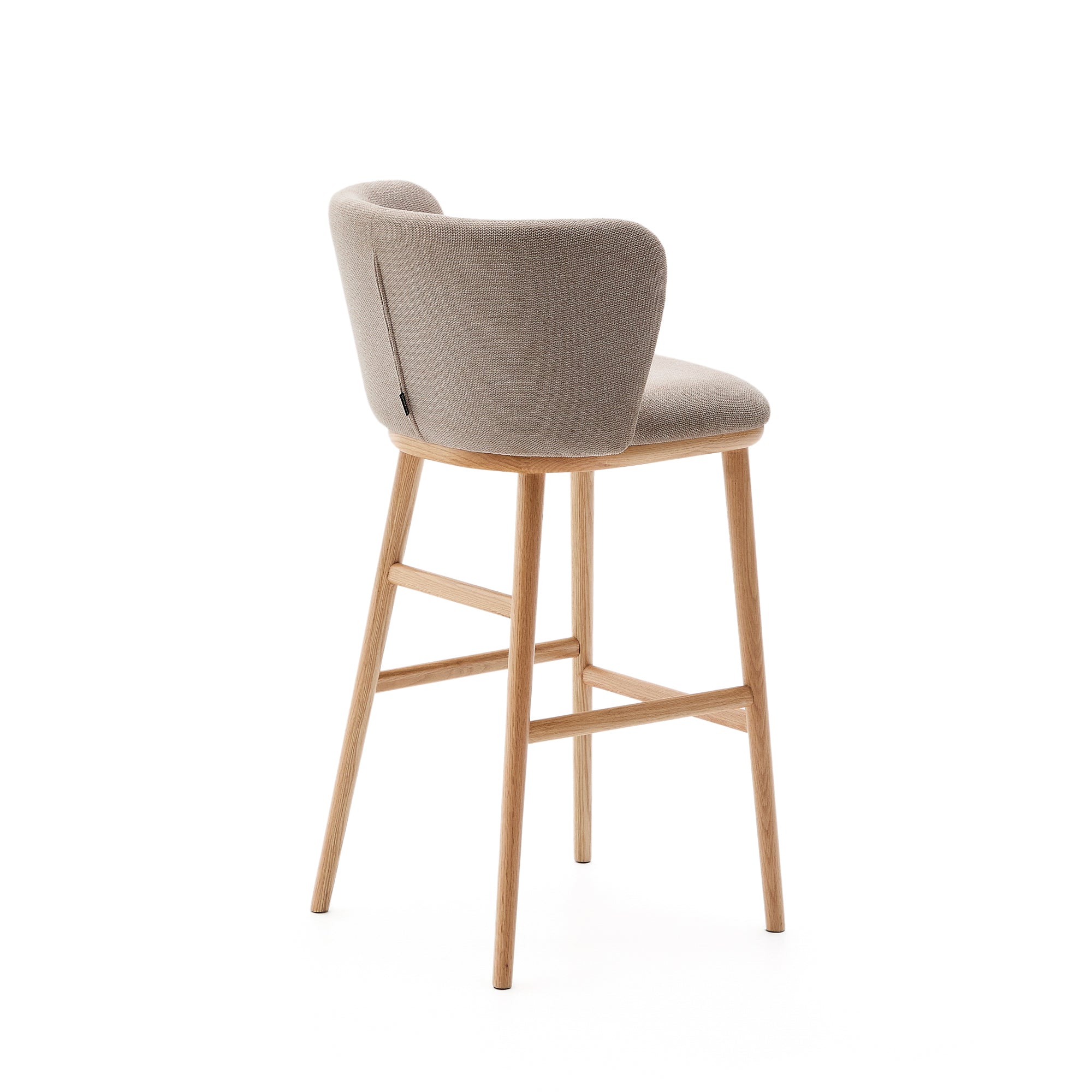 Ciselia stool brown chenille and solid ash wood natural tone finish FSC Mix Credit 75 cm - Product Image