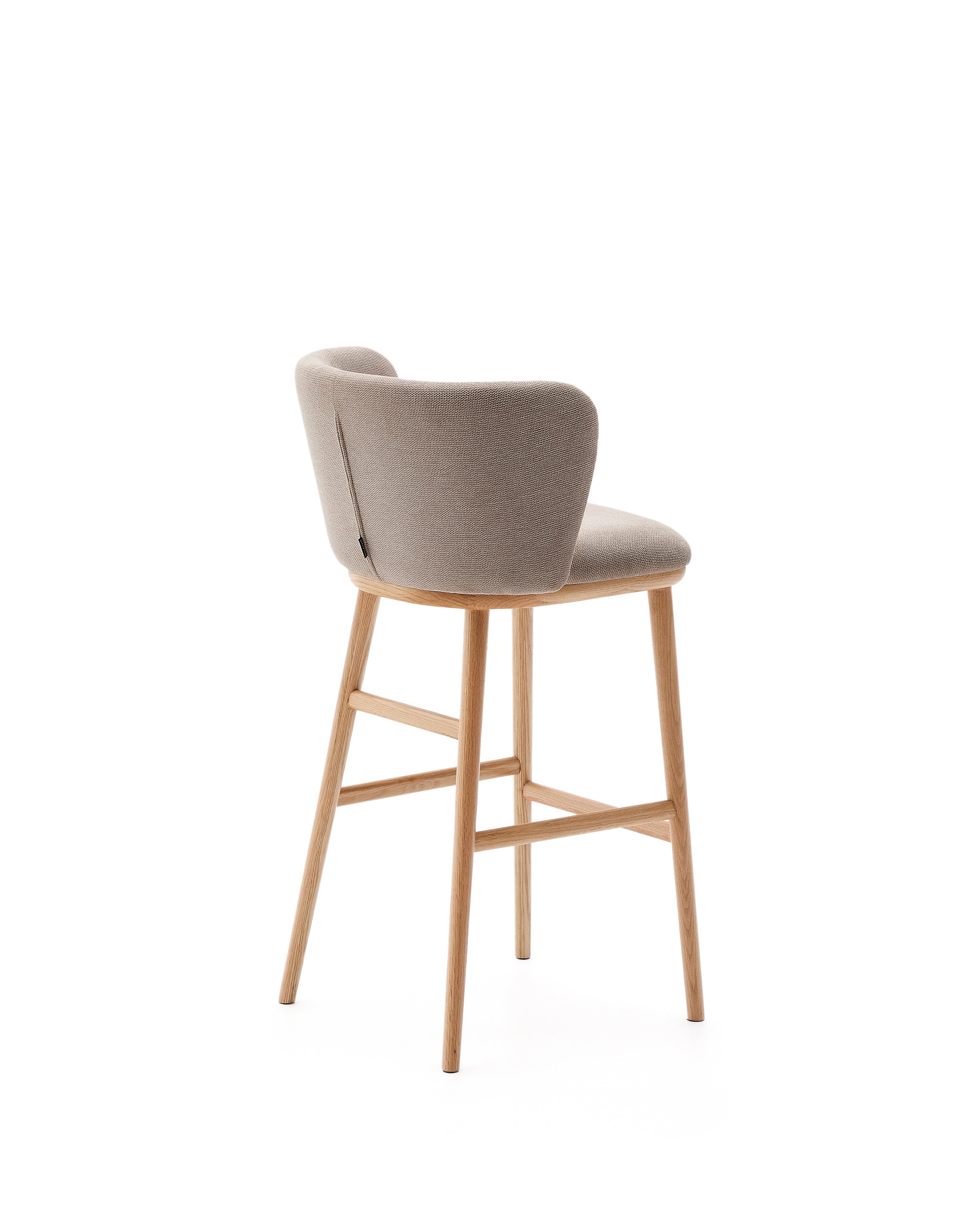 Ciselia stool brown chenille and solid ash wood natural tone finish FSC Mix Credit 75 cm - Product Image
