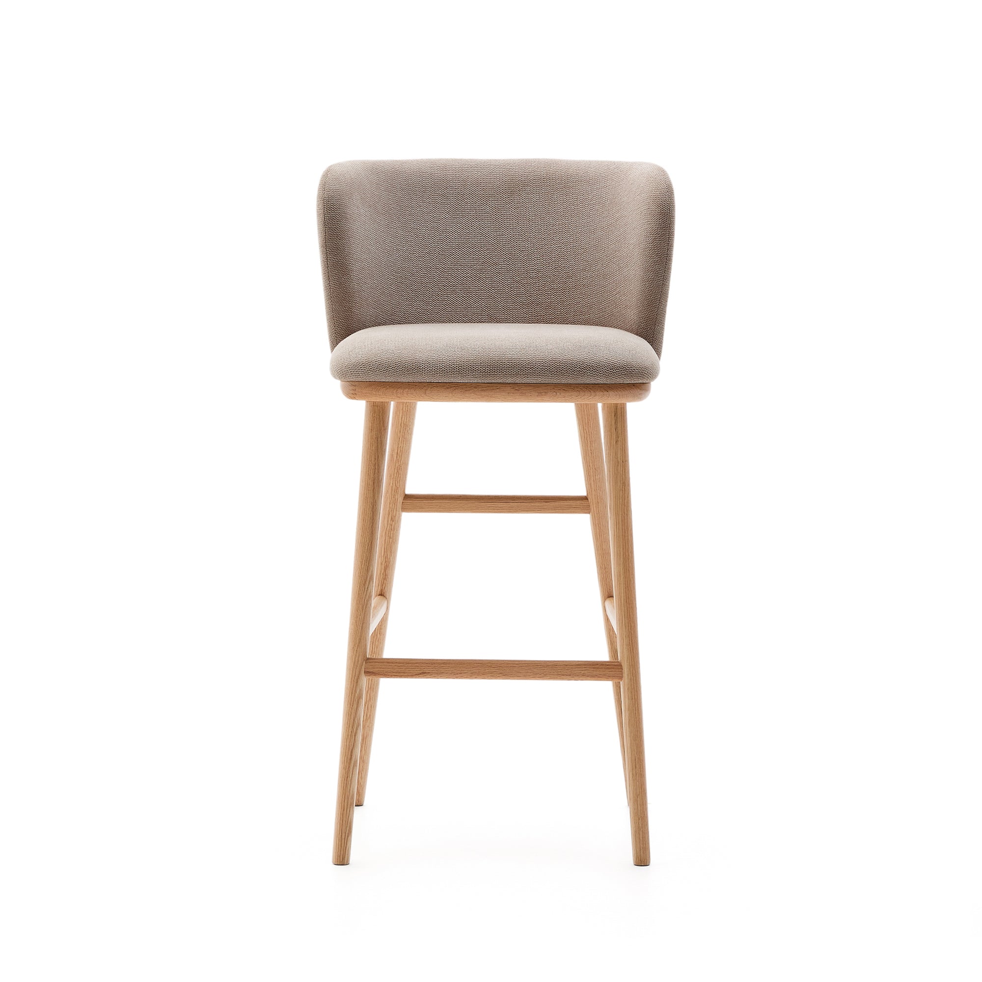 Ciselia stool brown chenille and solid ash wood natural tone finish FSC Mix Credit 75 cm - Product Image