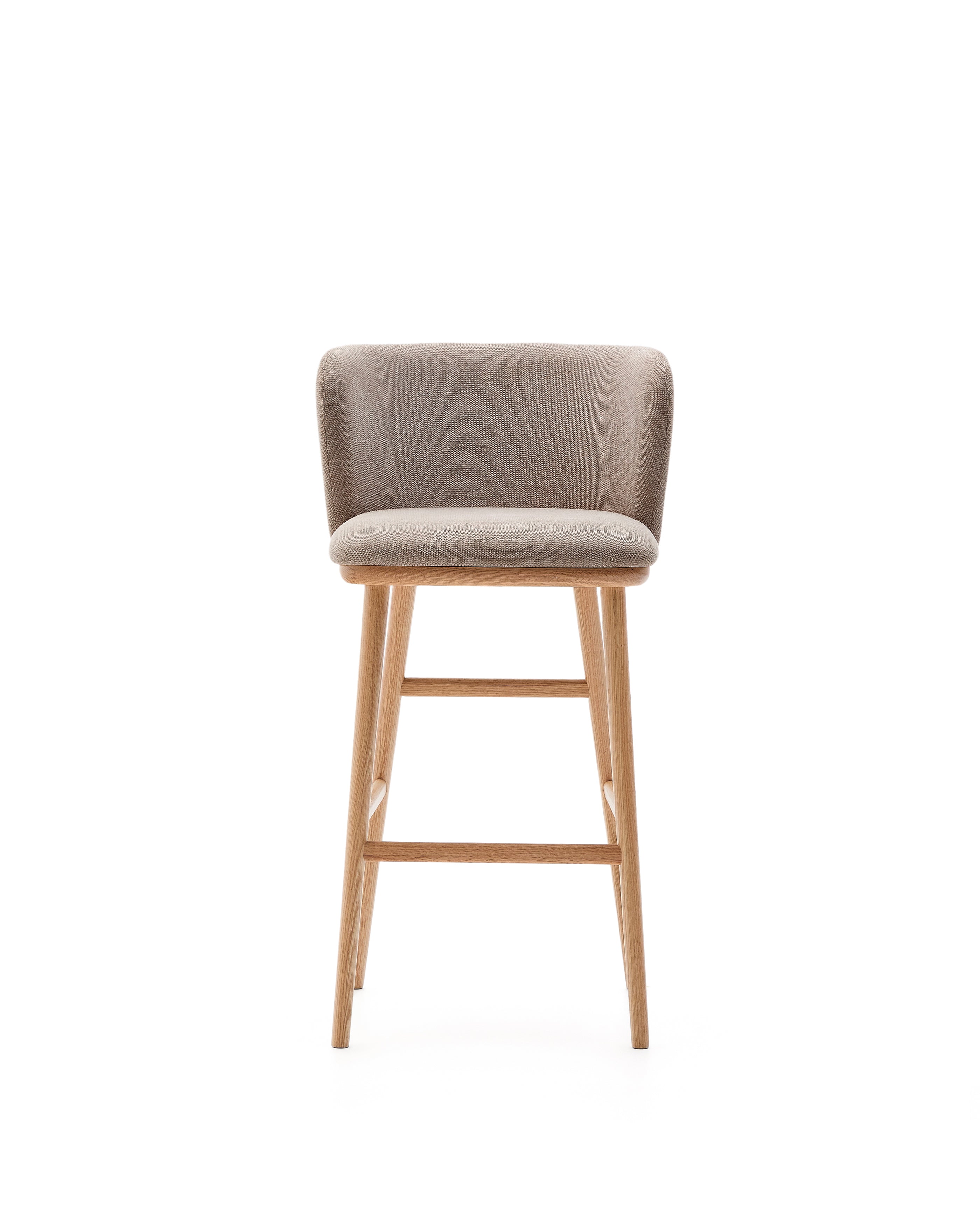 Ciselia stool brown chenille and solid ash wood natural tone finish FSC Mix Credit 75 cm - Product Image