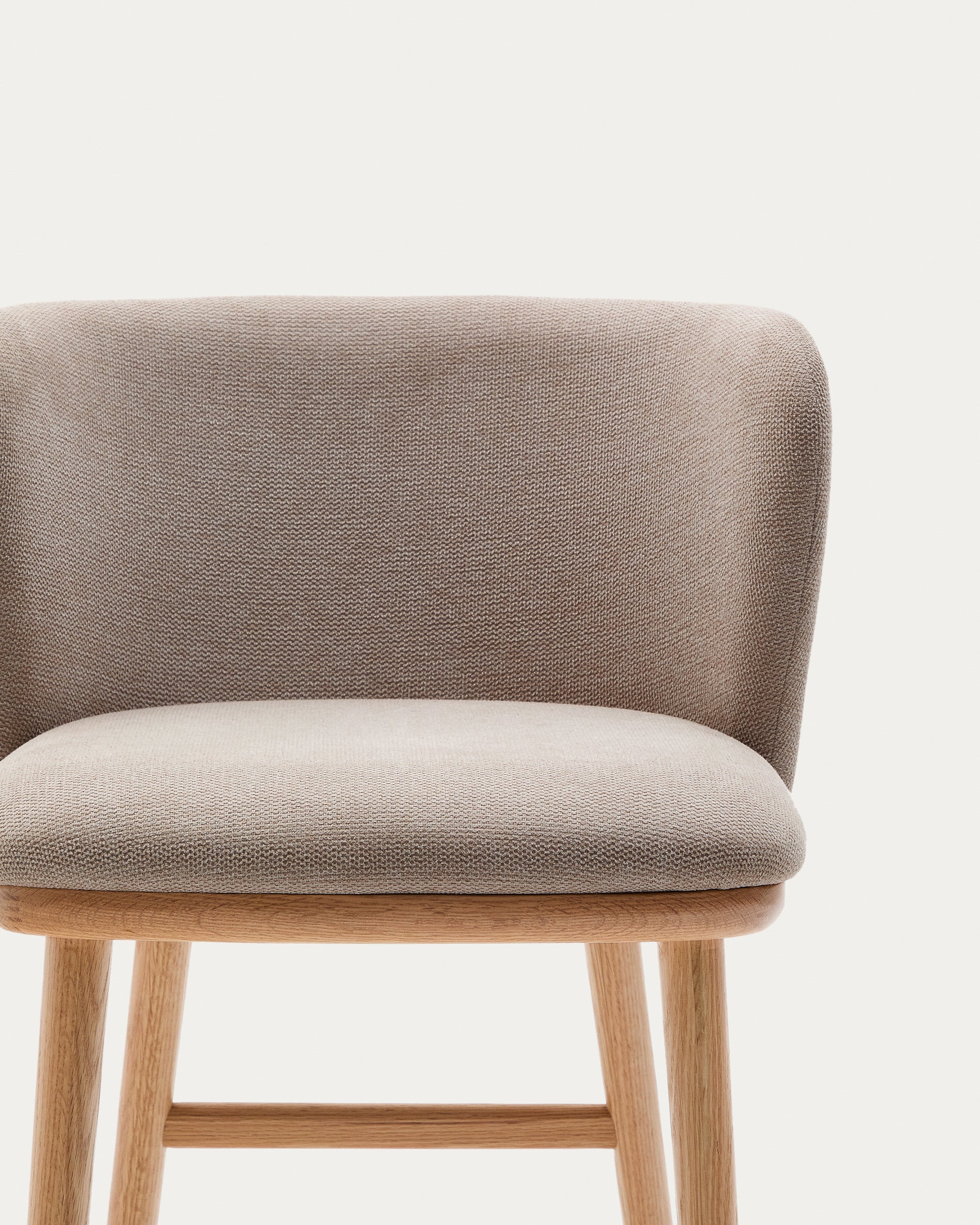 Ciselia stool brown chenille and solid ash wood natural tone finish FSC Mix Credit 75 cm - Detail