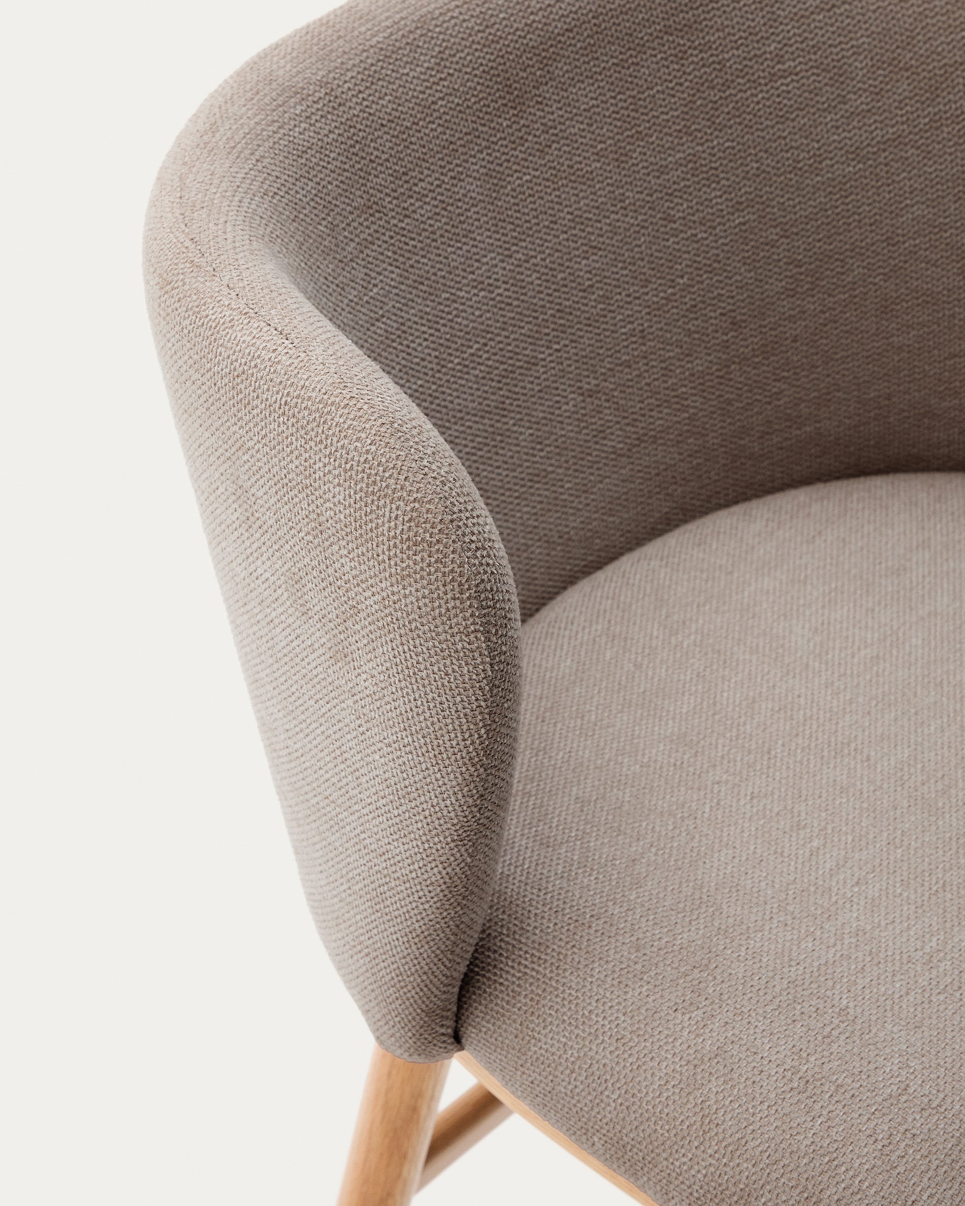Ciselia stool brown chenille and solid ash wood natural tone finish FSC Mix Credit 75 cm - Detail
