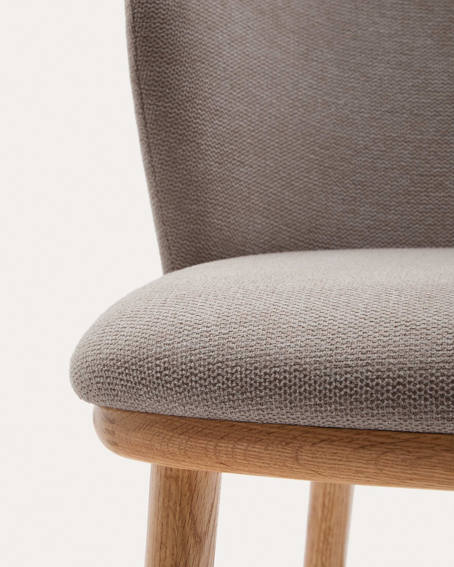 Ciselia stool brown chenille and solid ash wood natural tone finish FSC Mix Credit 75 cm - Detail