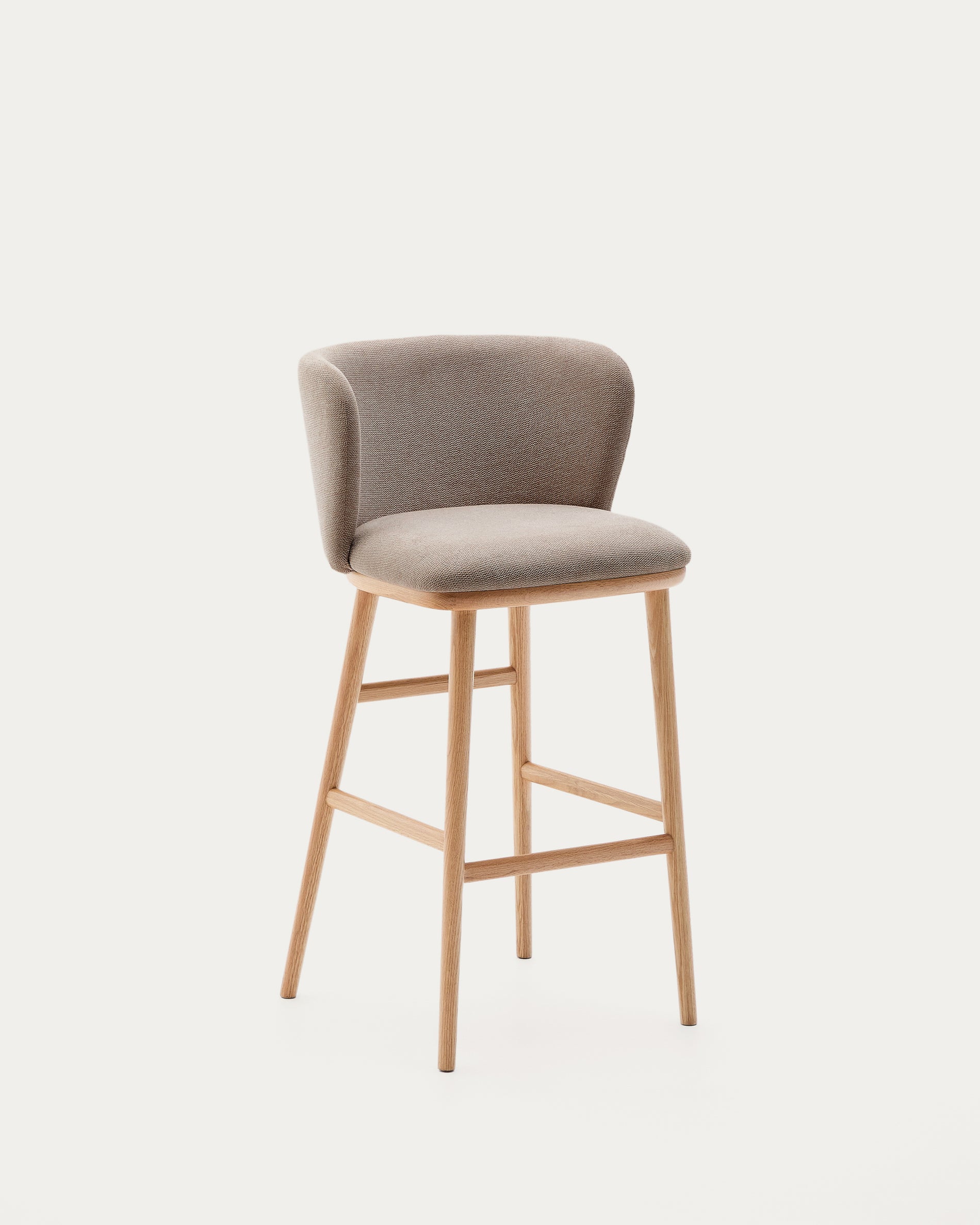 Ciselia stool brown chenille and solid ash wood natural tone finish FSC Mix Credit 75 cm - Product View