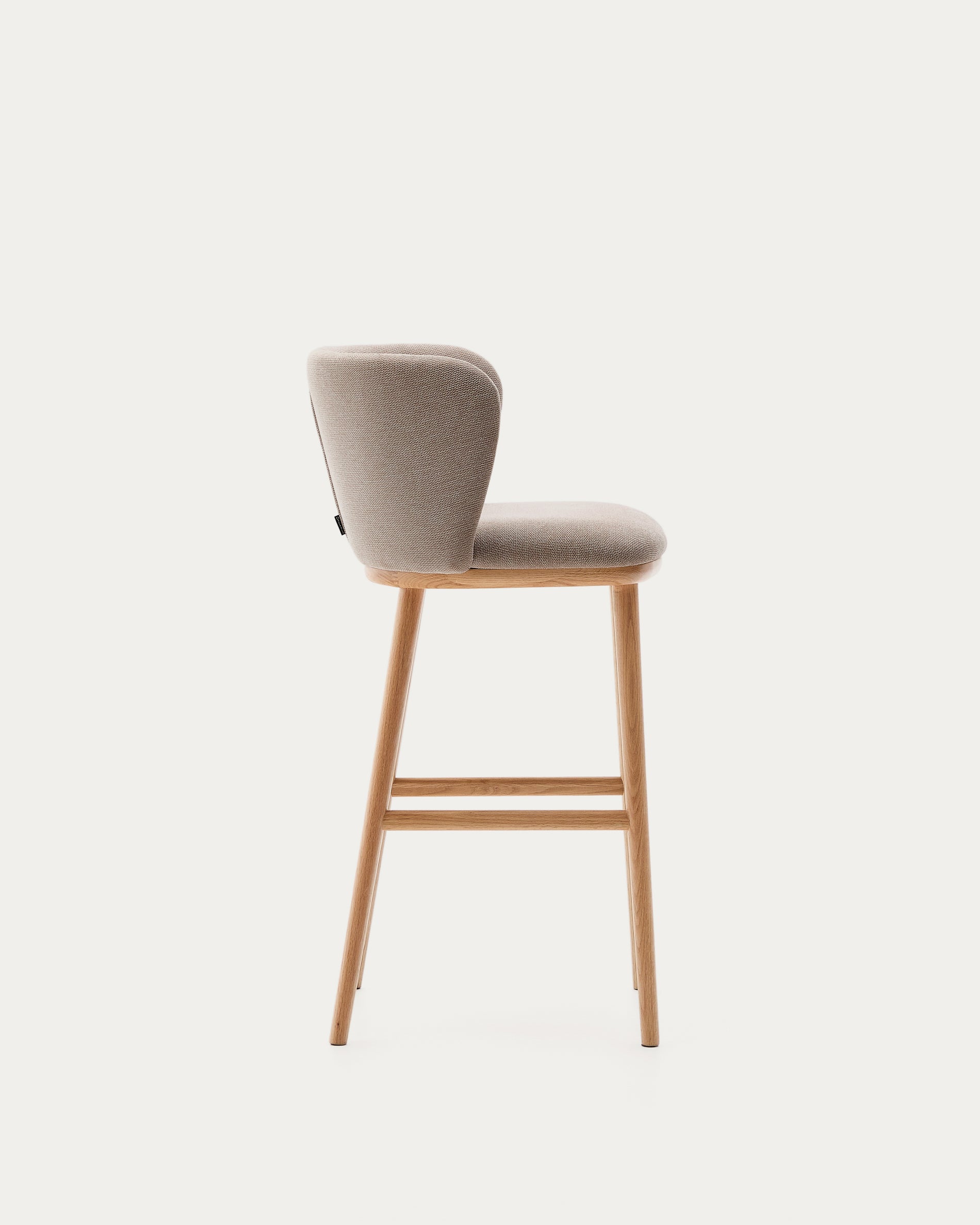 Ciselia stool brown chenille and solid ash wood natural tone finish FSC Mix Credit 75 cm - Product View