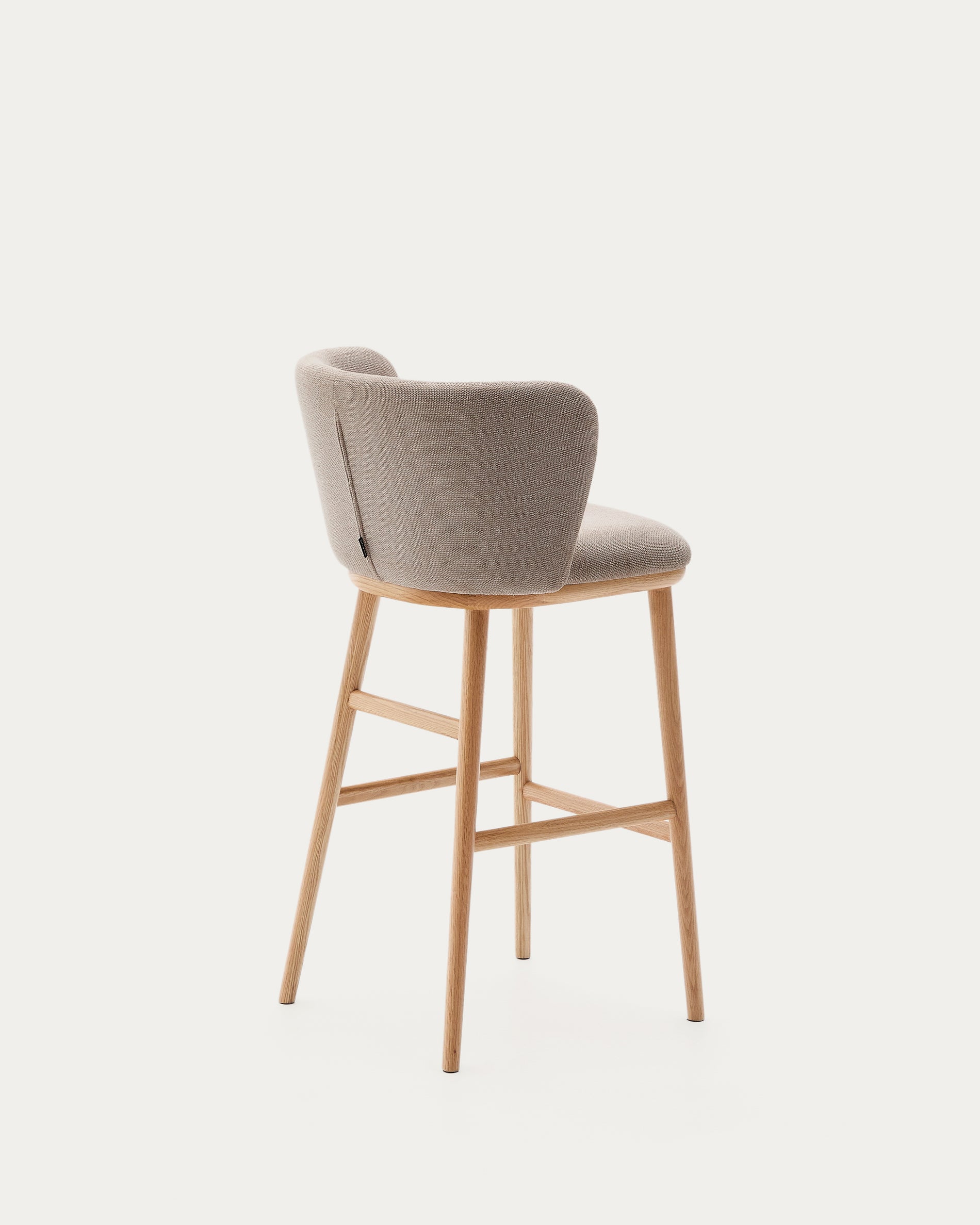 Ciselia stool brown chenille and solid ash wood natural tone finish FSC Mix Credit 75 cm - Product View