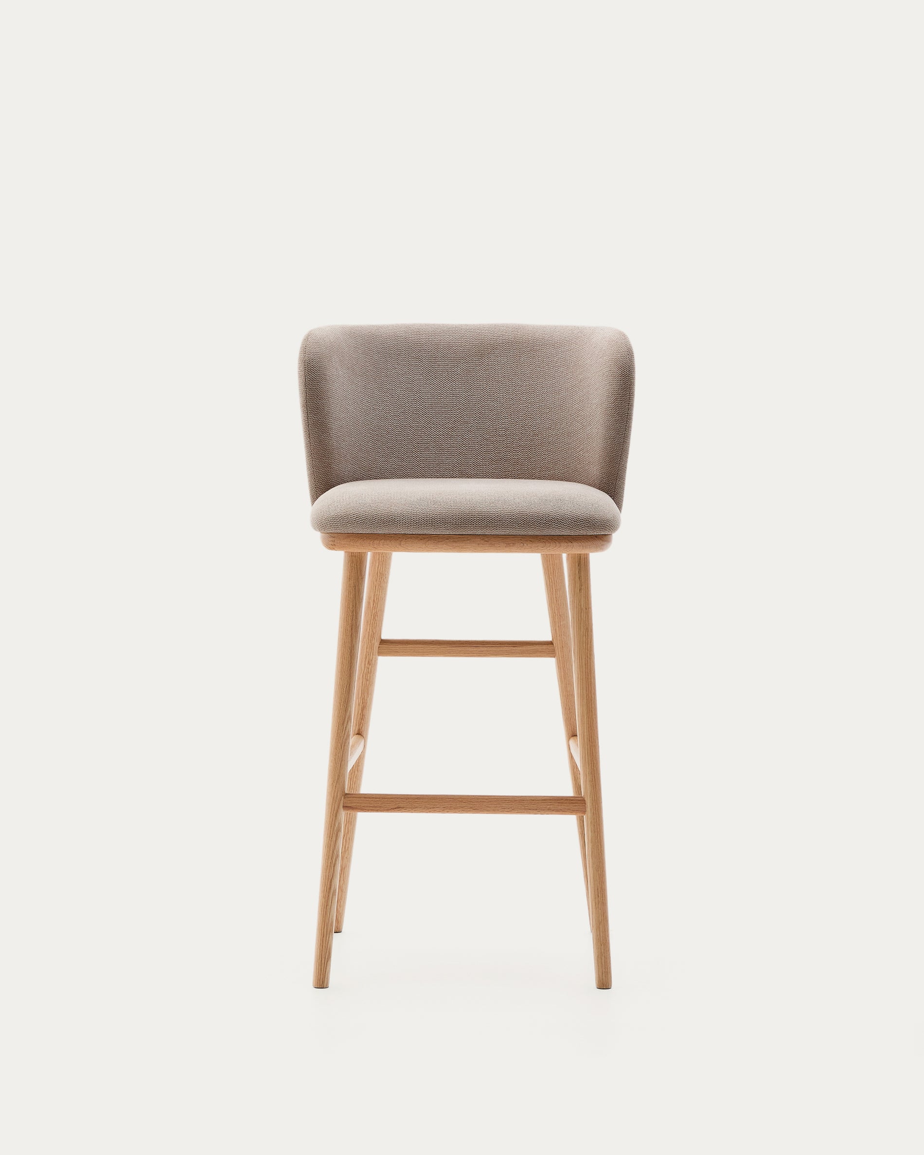Ciselia stool brown chenille and solid ash wood natural tone finish FSC Mix Credit 75 cm - Product View