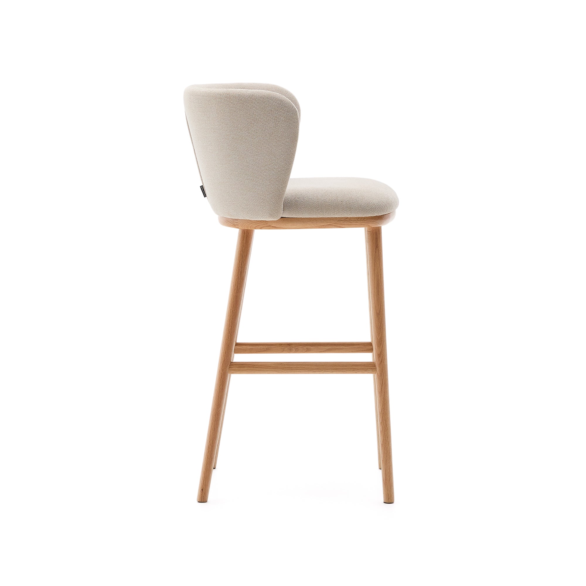 Ciselia stool beige chenille and solid ash wood natural tone finish FSC Mix Credit 75 cm - Product Image