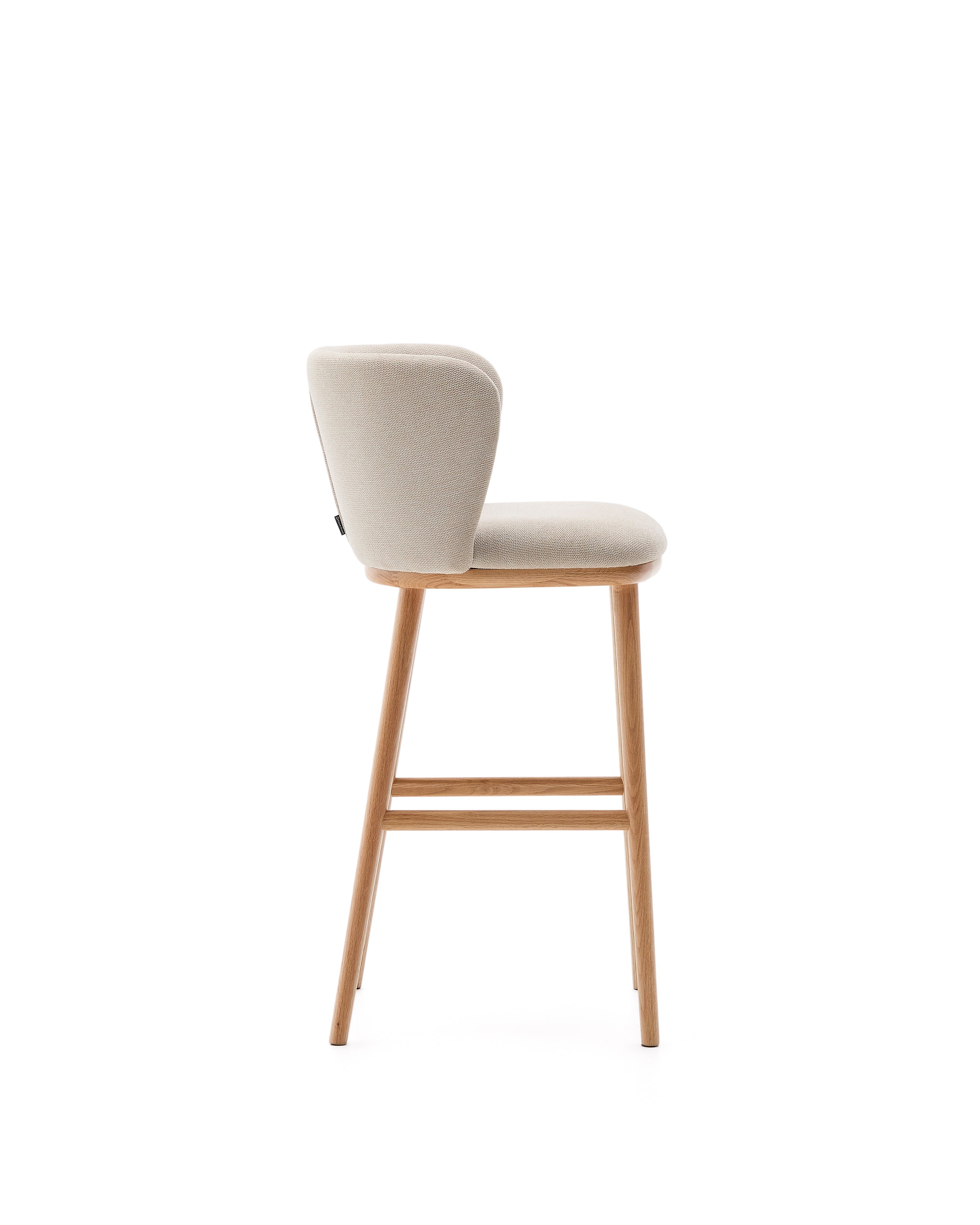 Ciselia stool beige chenille and solid ash wood natural tone finish FSC Mix Credit 75 cm - Product Image