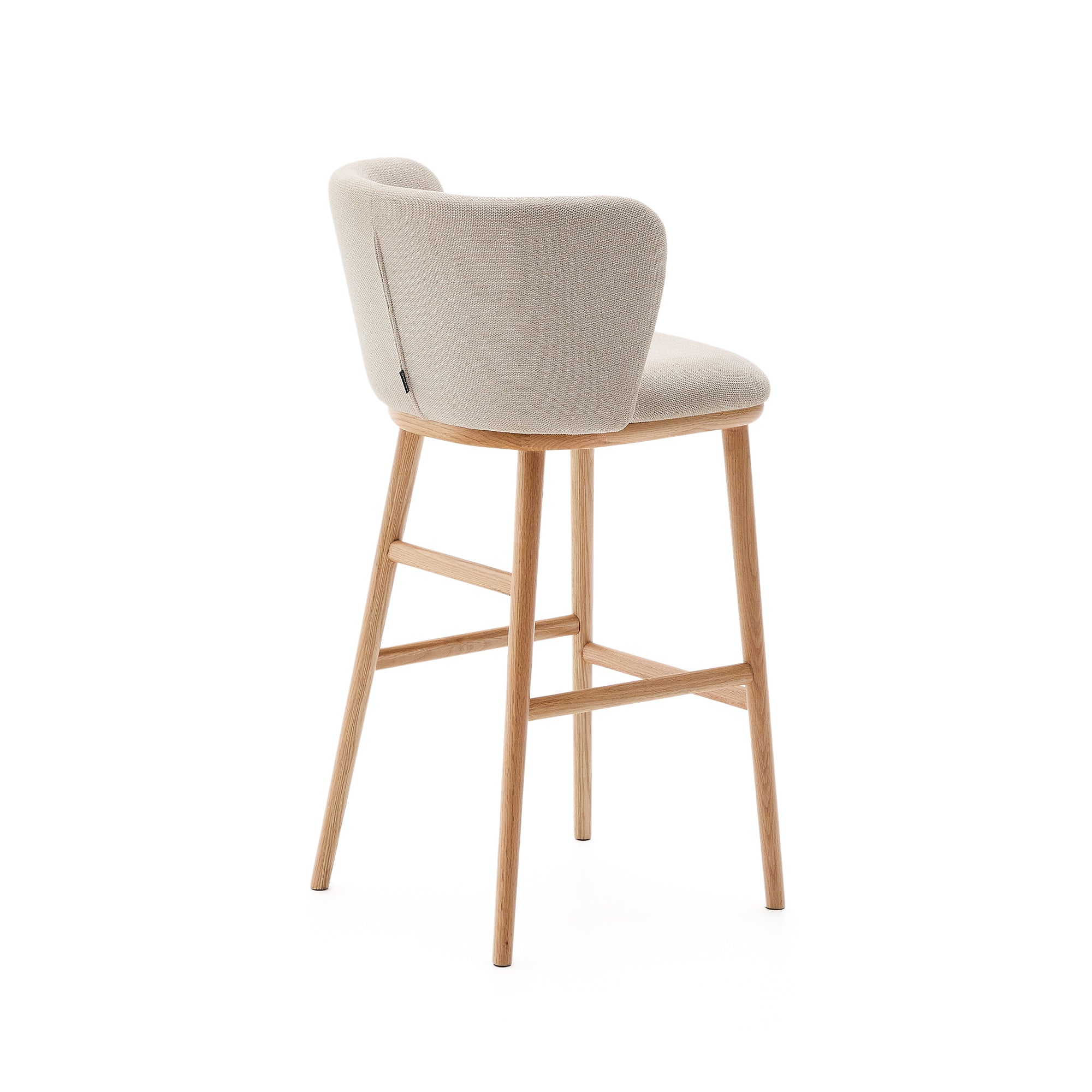 Ciselia stool beige chenille and solid ash wood natural tone finish FSC Mix Credit 75 cm - Product Image