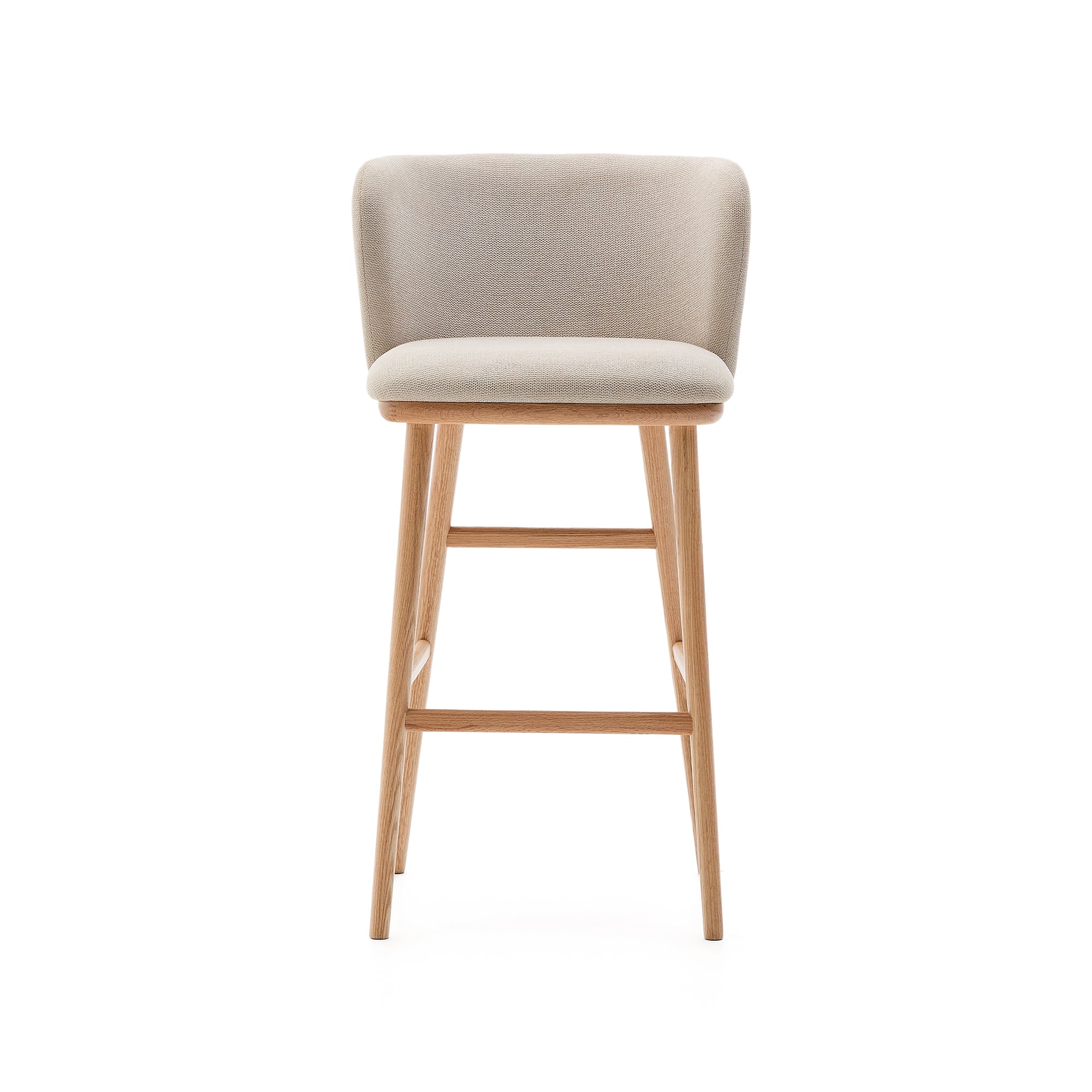 Ciselia stool beige chenille and solid ash wood natural tone finish FSC Mix Credit 75 cm - Product Image