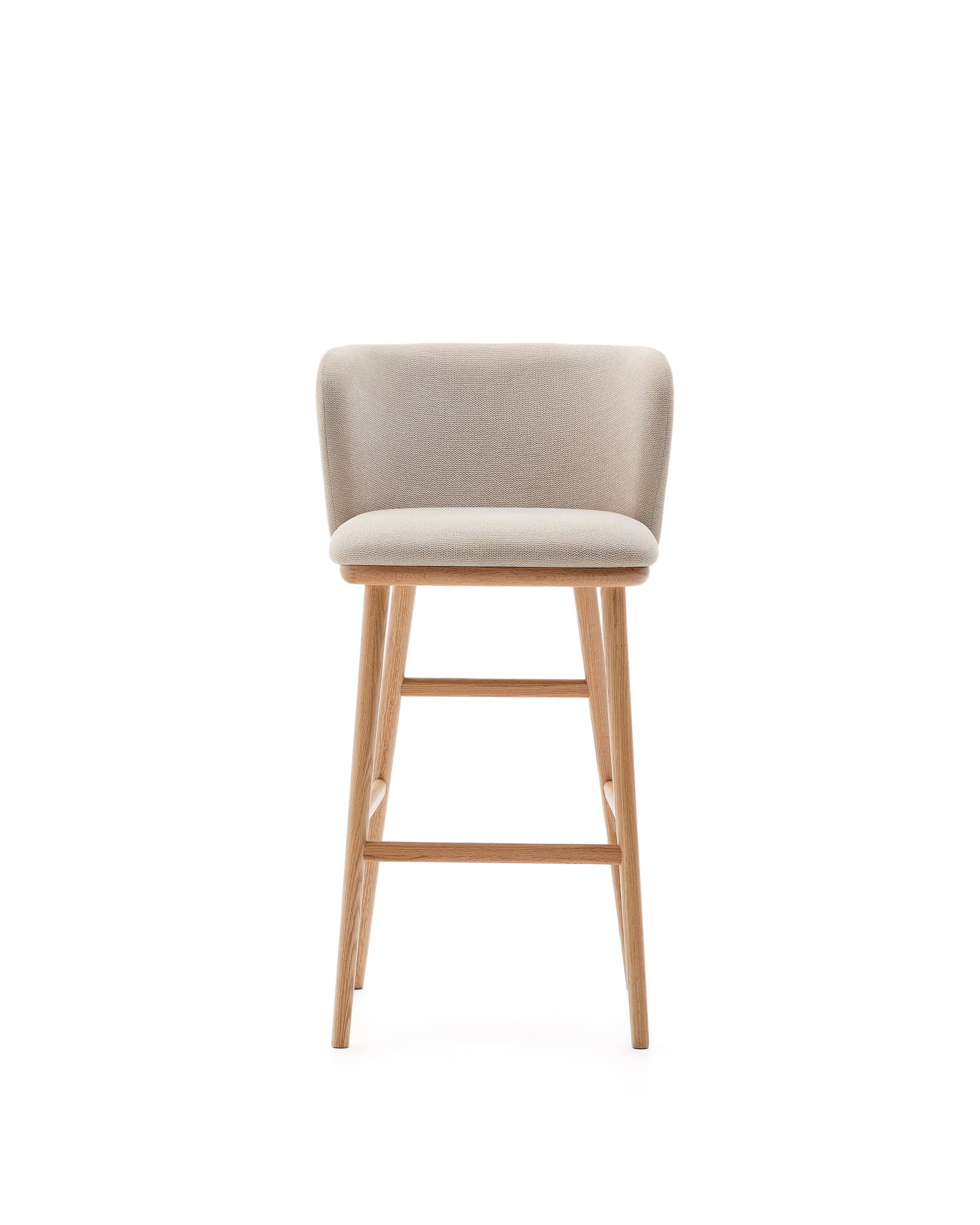 Ciselia stool beige chenille and solid ash wood natural tone finish FSC Mix Credit 75 cm - Product Image