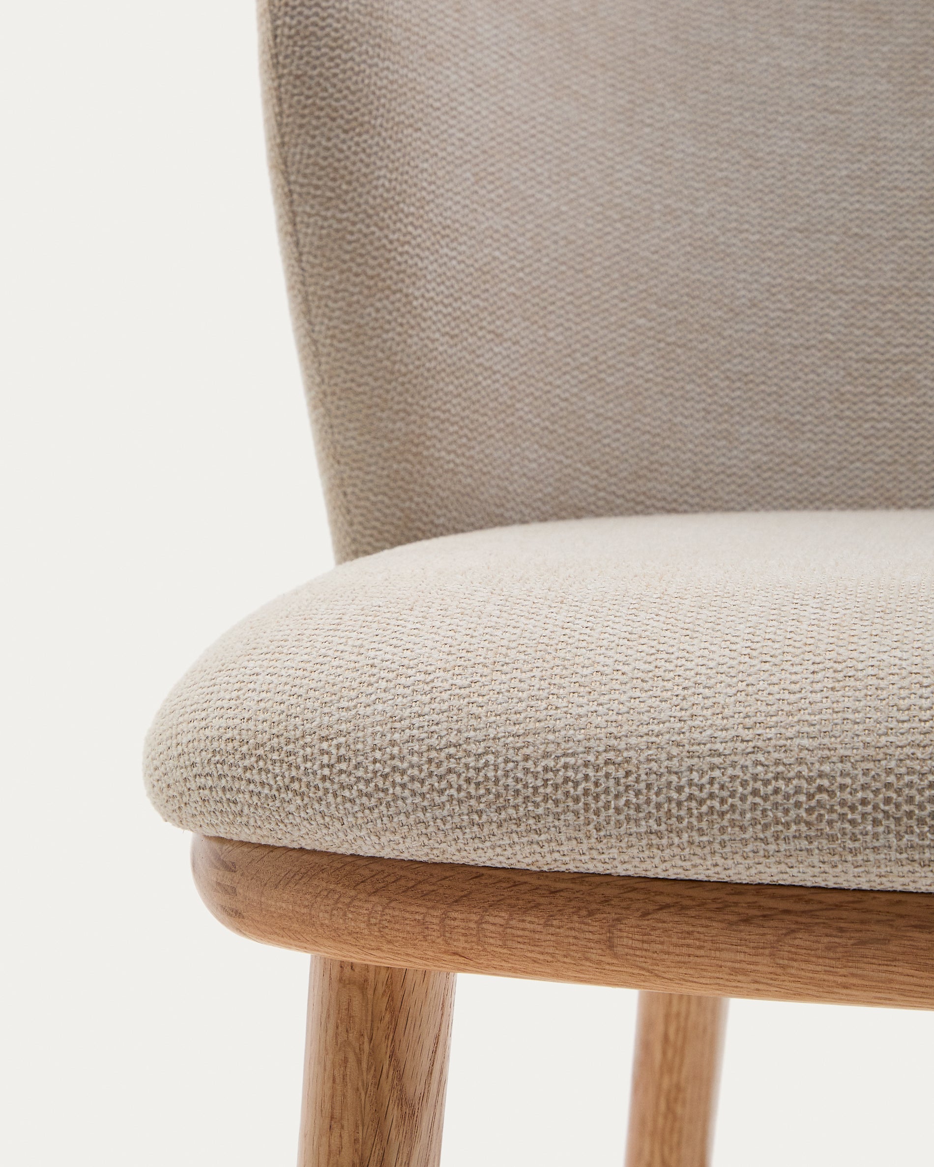 Ciselia stool beige chenille and solid ash wood natural tone finish FSC Mix Credit 75 cm - Detail