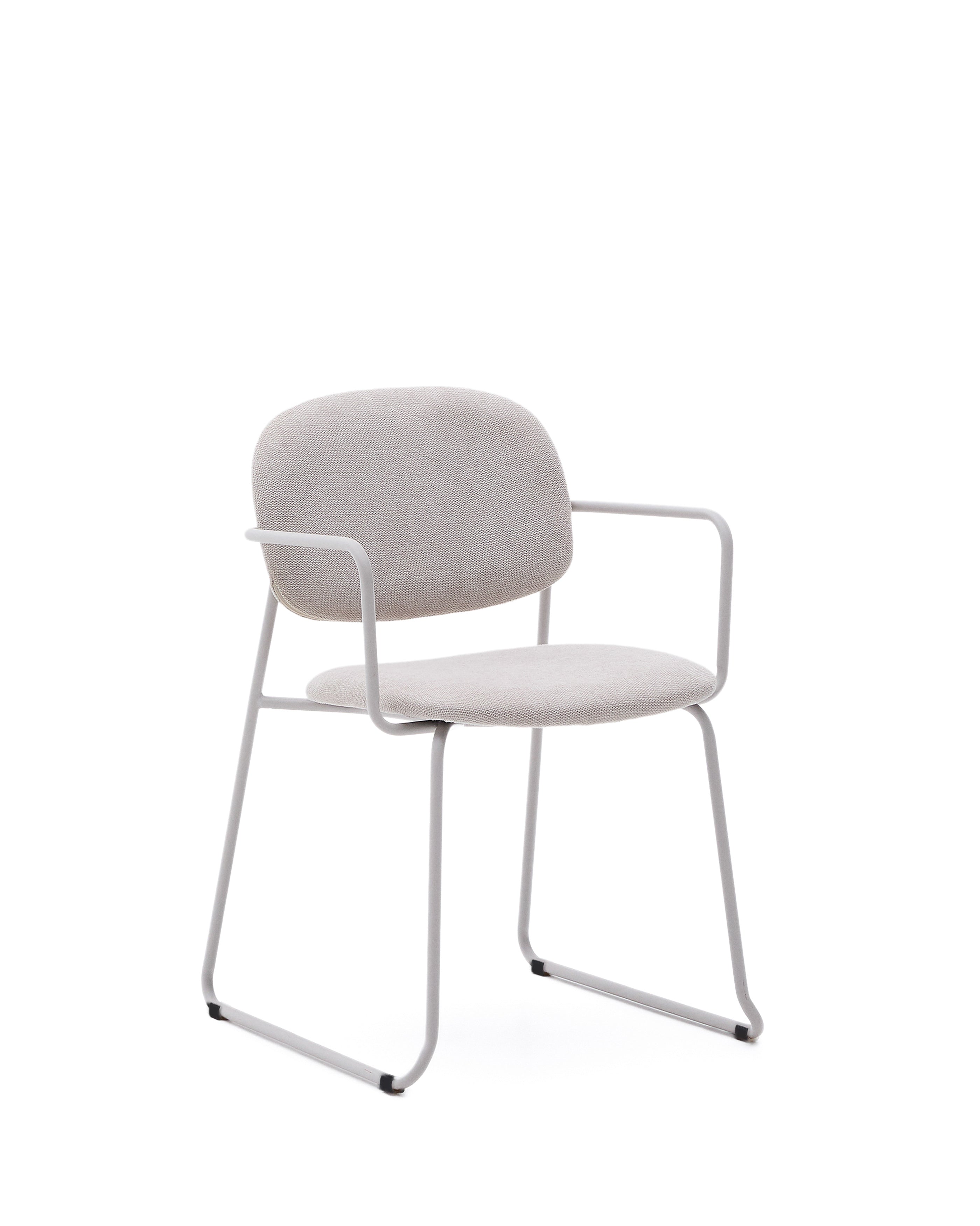 Meli chair in beige chenille with beige metal structure FSC Mix Credit - Product Image