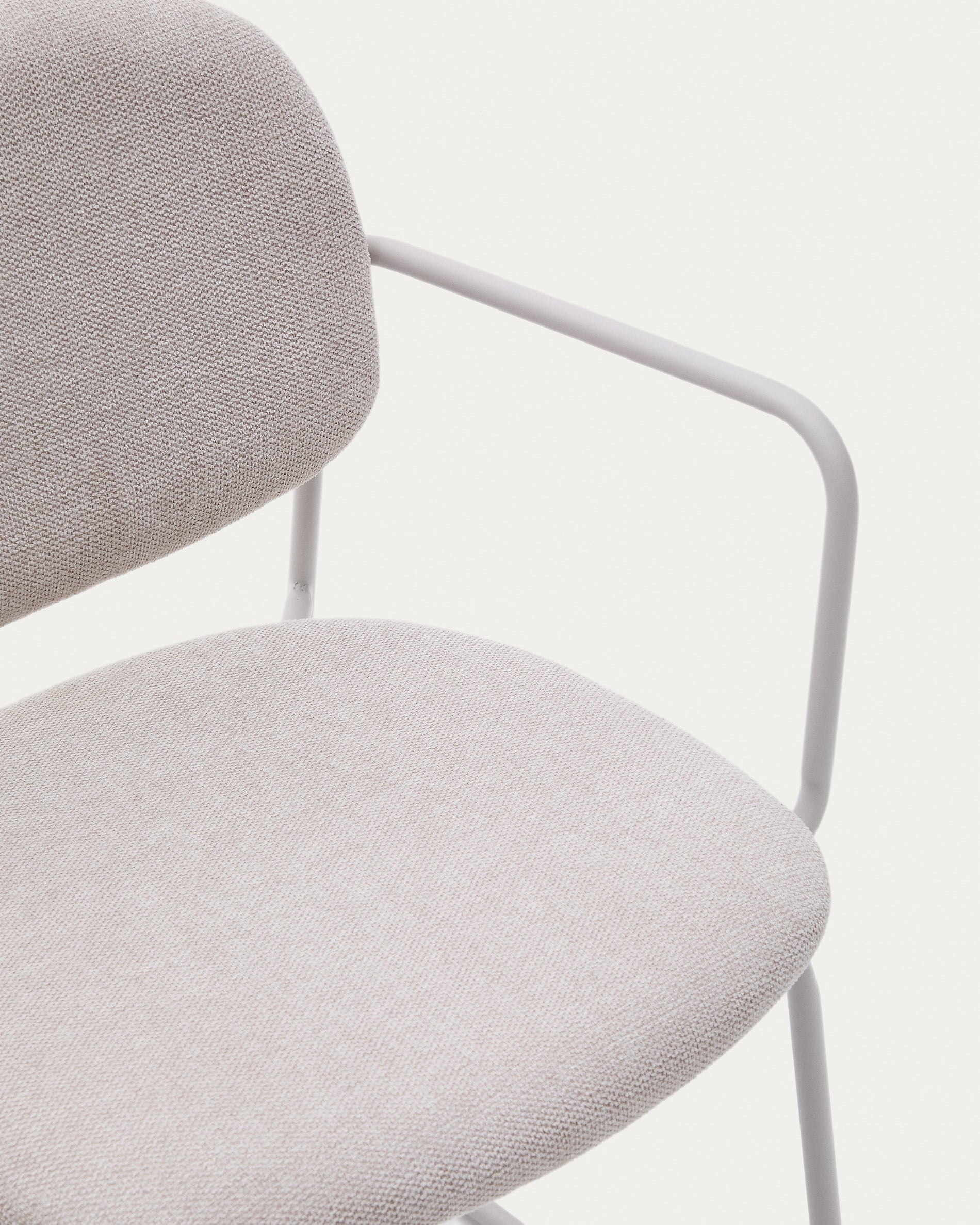 Meli chair in beige chenille with beige metal structure FSC Mix Credit - Detail