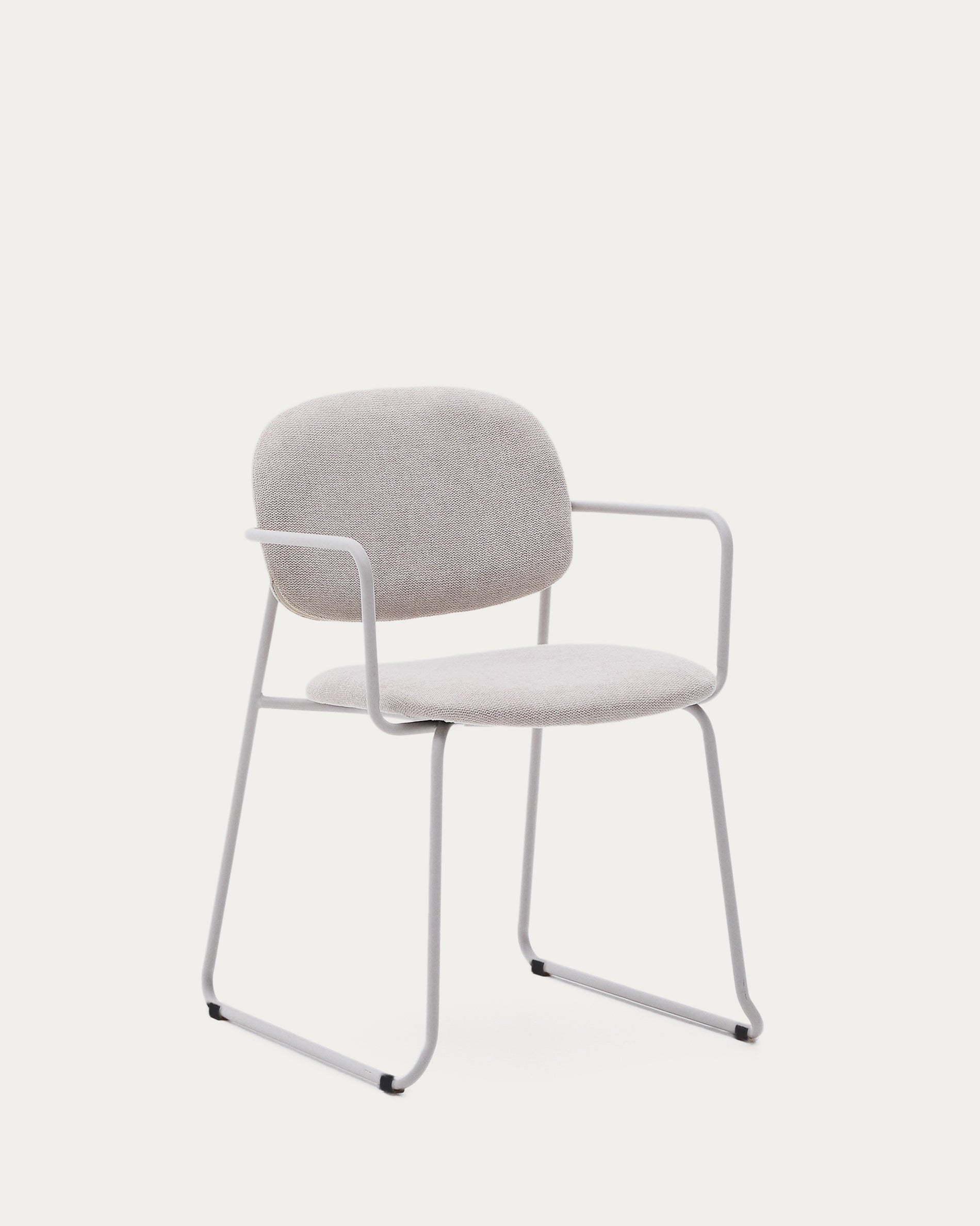 Meli chair in beige chenille with beige metal structure FSC Mix Credit - Product View