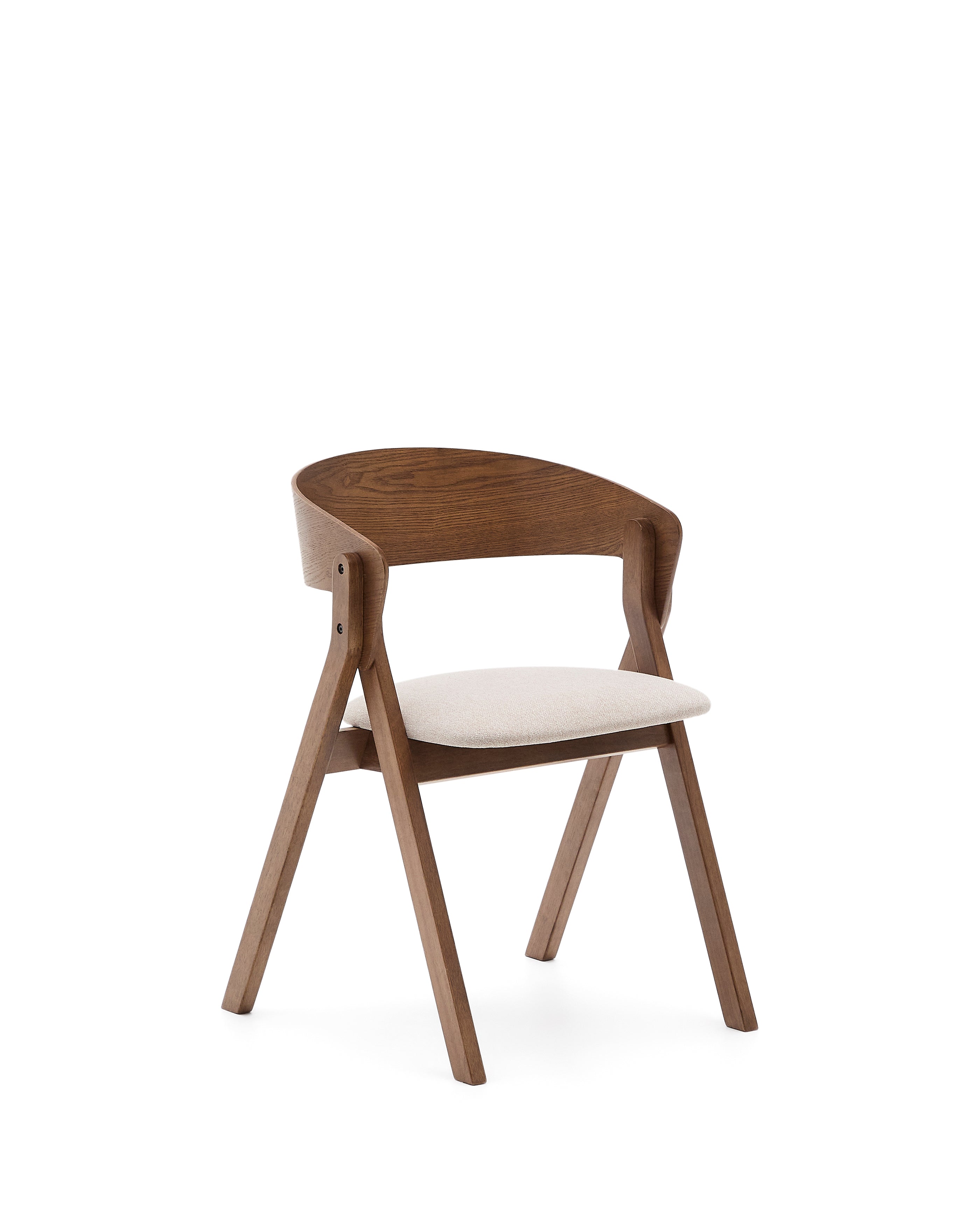 Godia chair in ash veneer with a wenge finish and beige chenille - Product Image