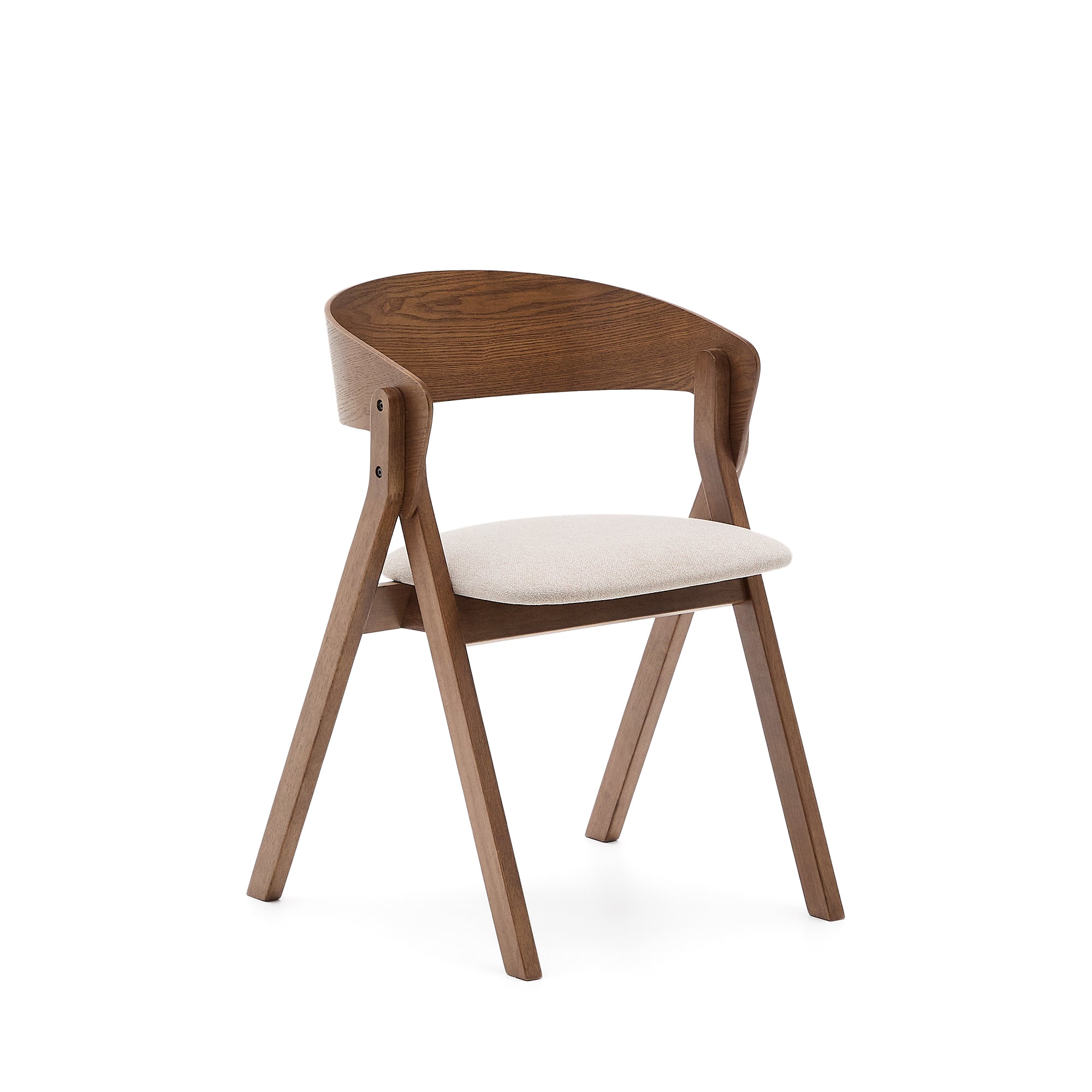 Godia chair in ash veneer with a wenge finish and beige chenille - Product Image