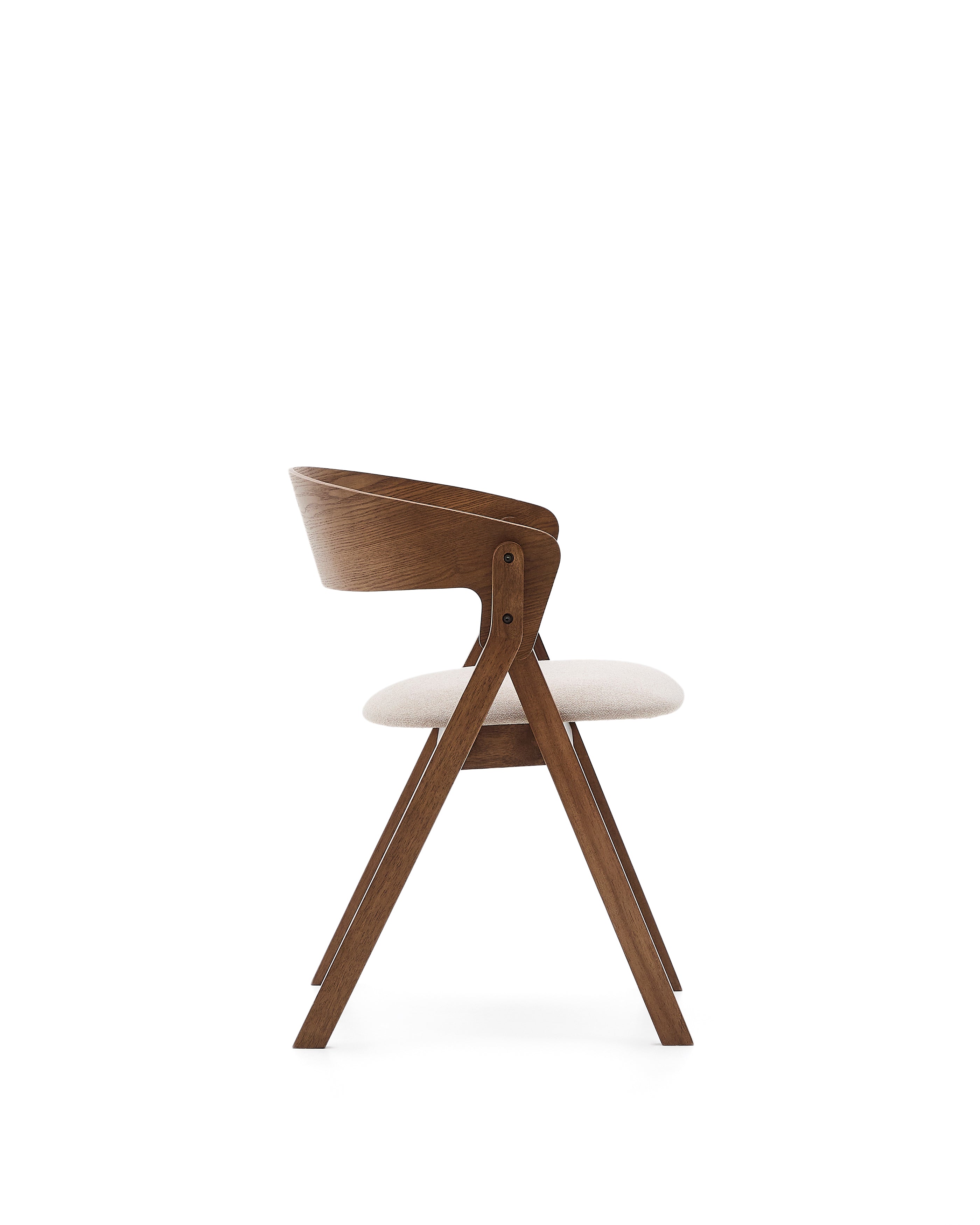 Godia chair in ash veneer with a wenge finish and beige chenille - Product Image