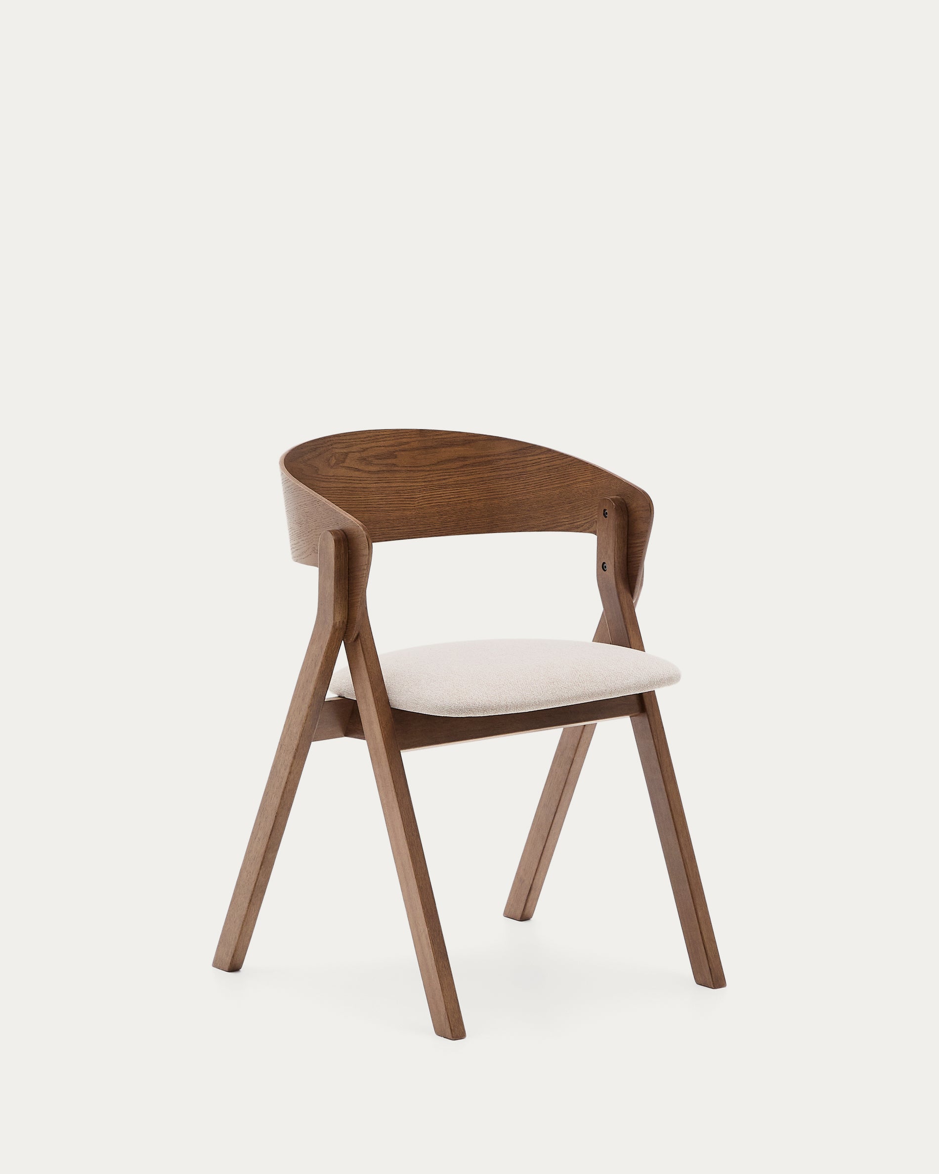 Godia chair in ash veneer with a wenge finish and beige chenille - Product View