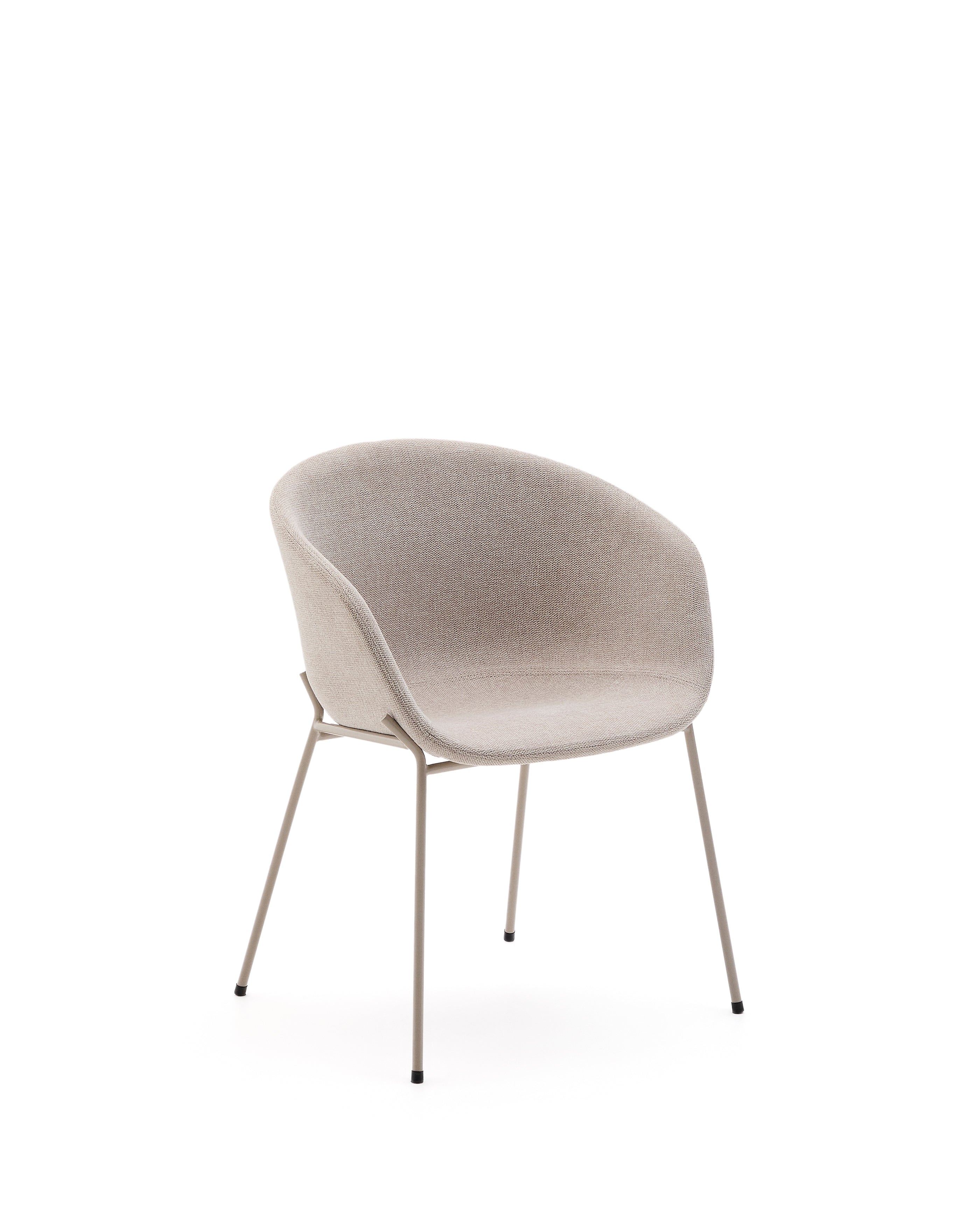 Yvette chair in beige chenille and steel legs in a beige finish - Product Image