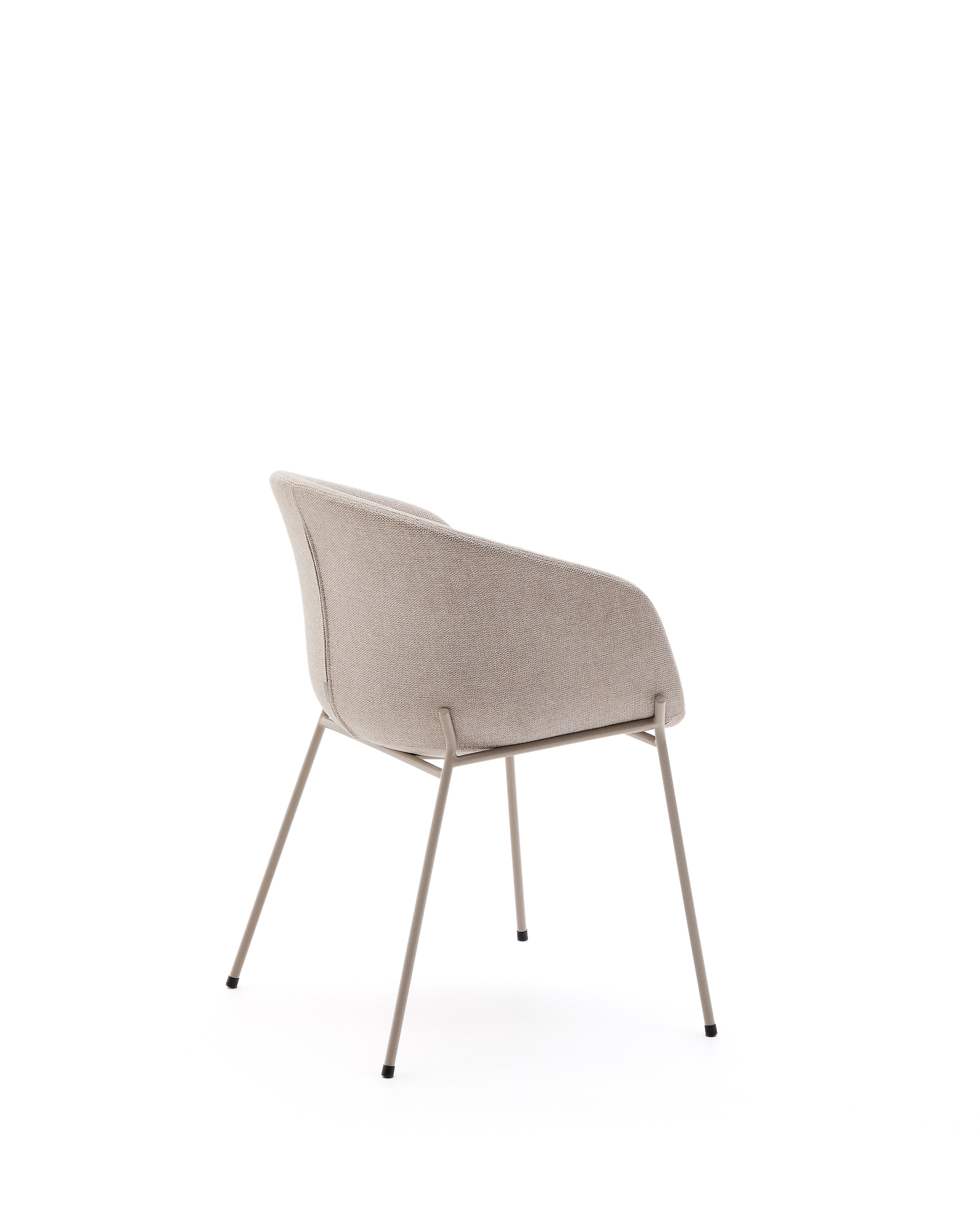 Yvette chair in beige chenille and steel legs in a beige finish - Product Image