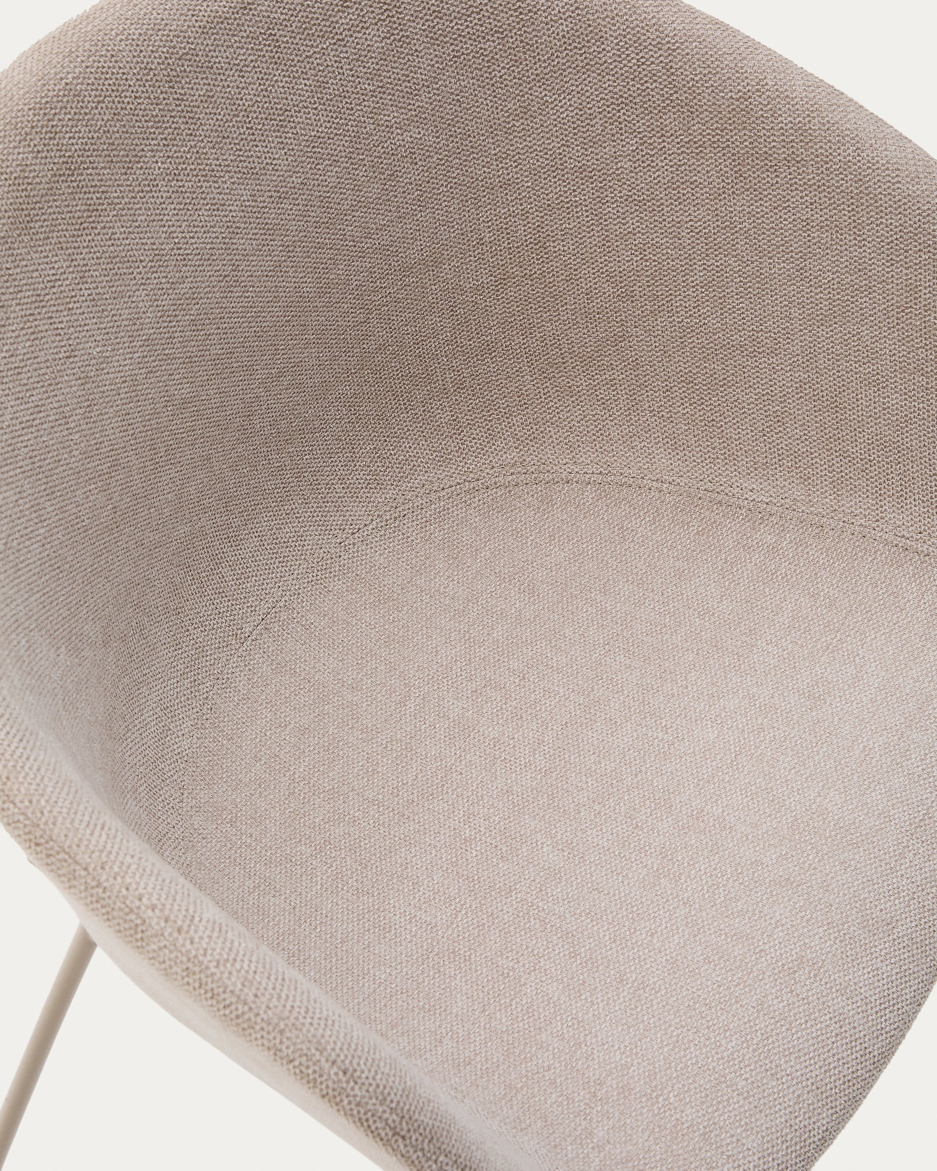 Yvette chair in beige chenille and steel legs in a beige finish - Detail