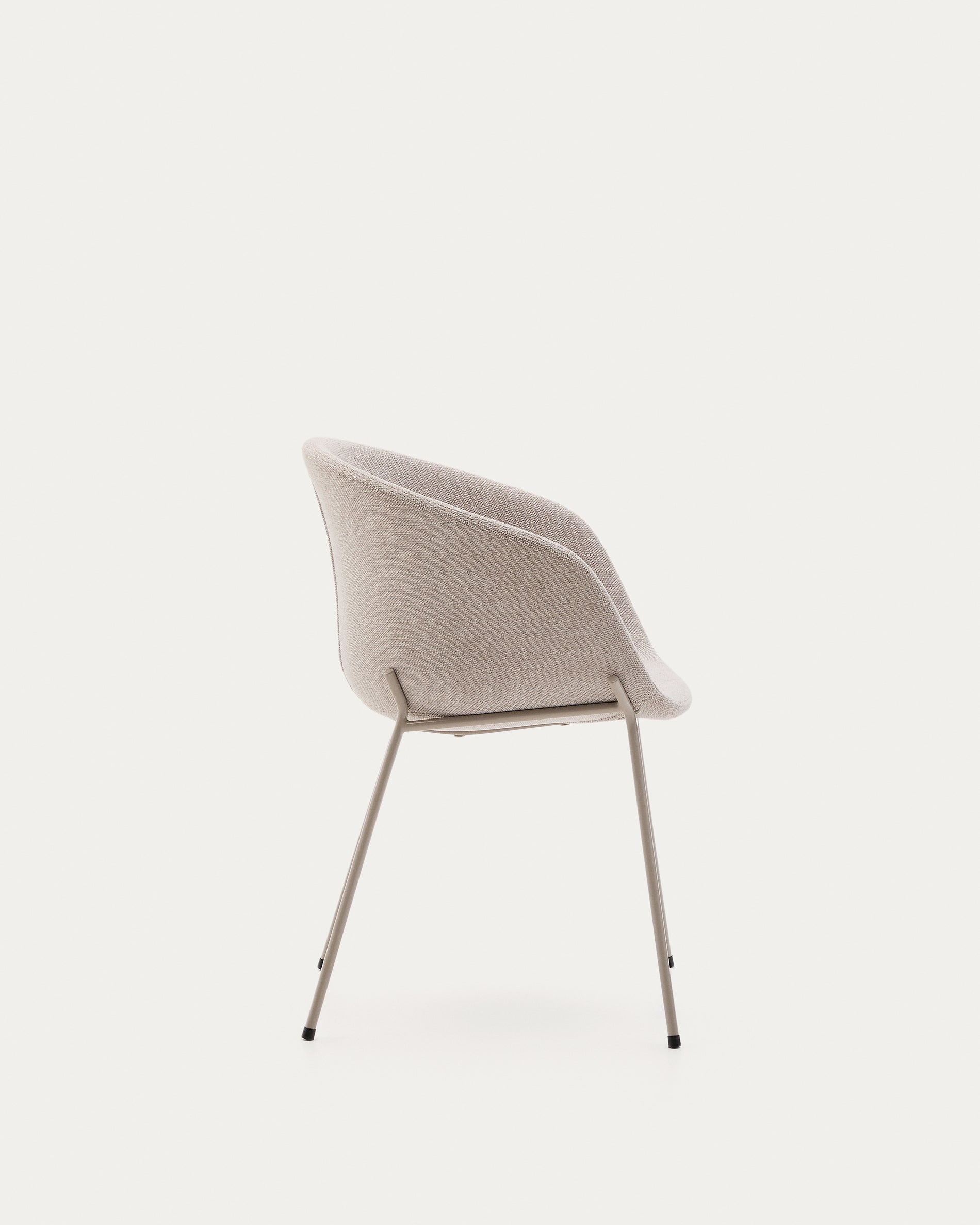 Yvette chair in beige chenille and steel legs in a beige finish - Product View
