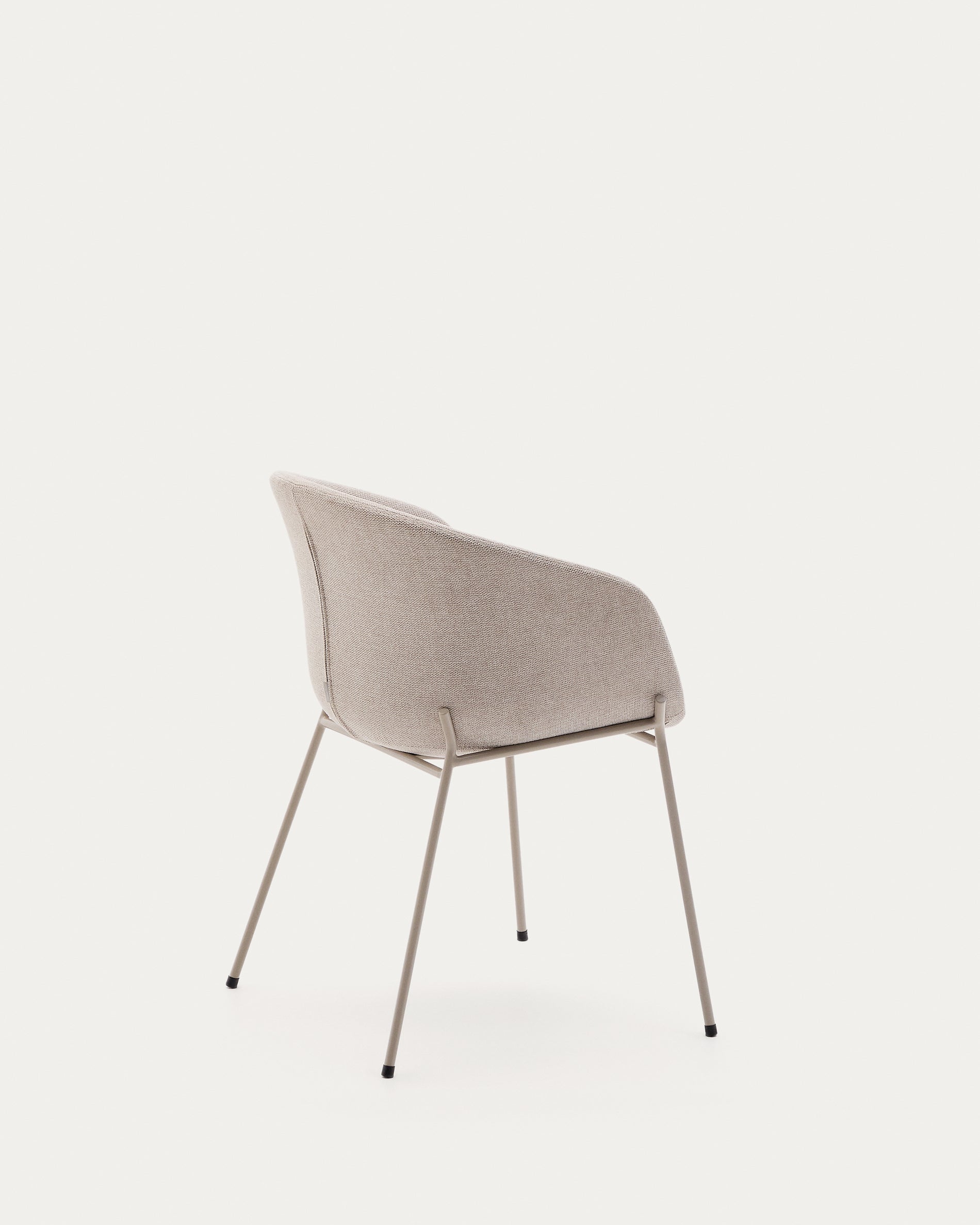Yvette chair in beige chenille and steel legs in a beige finish - Product View