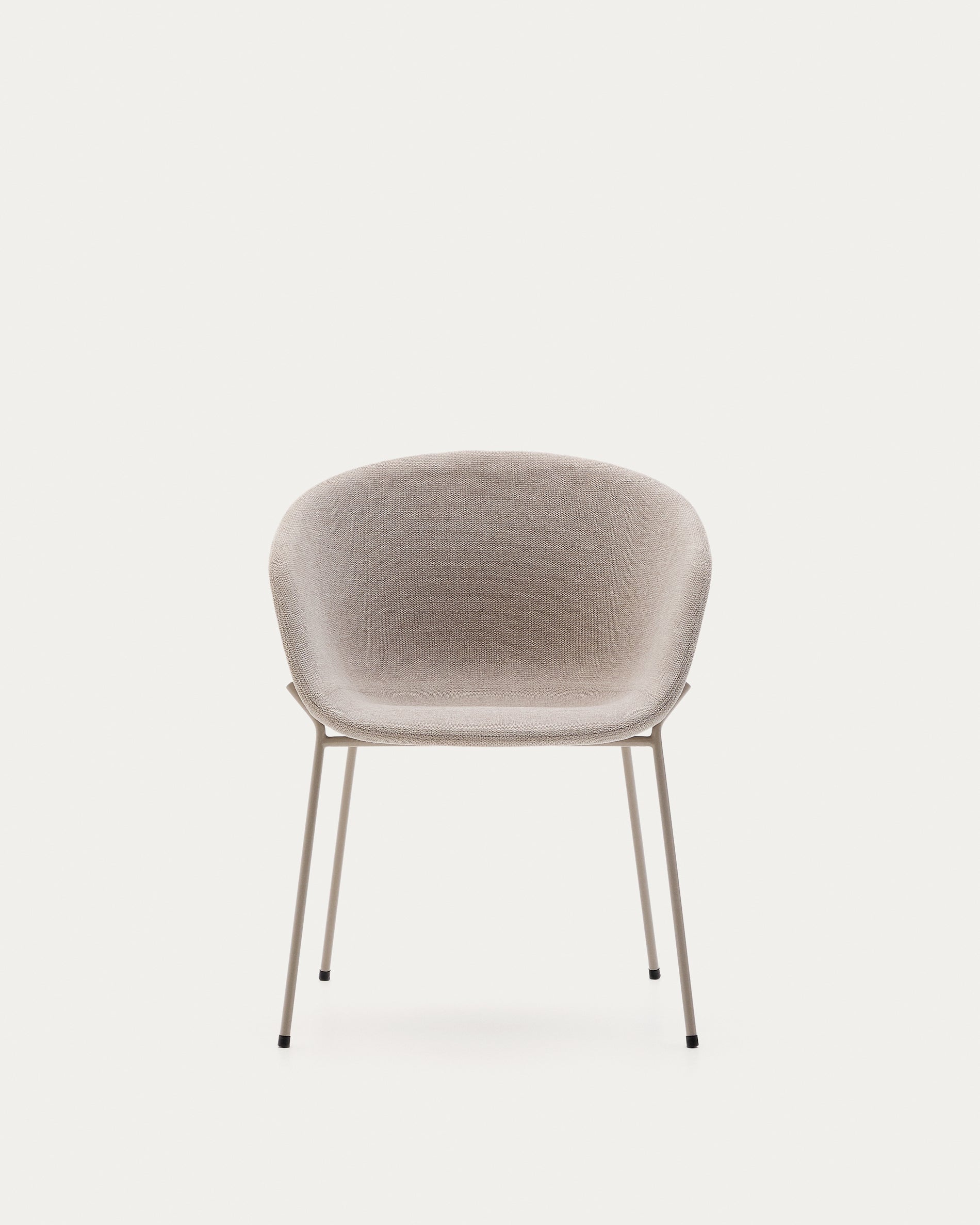 Yvette chair in beige chenille and steel legs in a beige finish - Product View