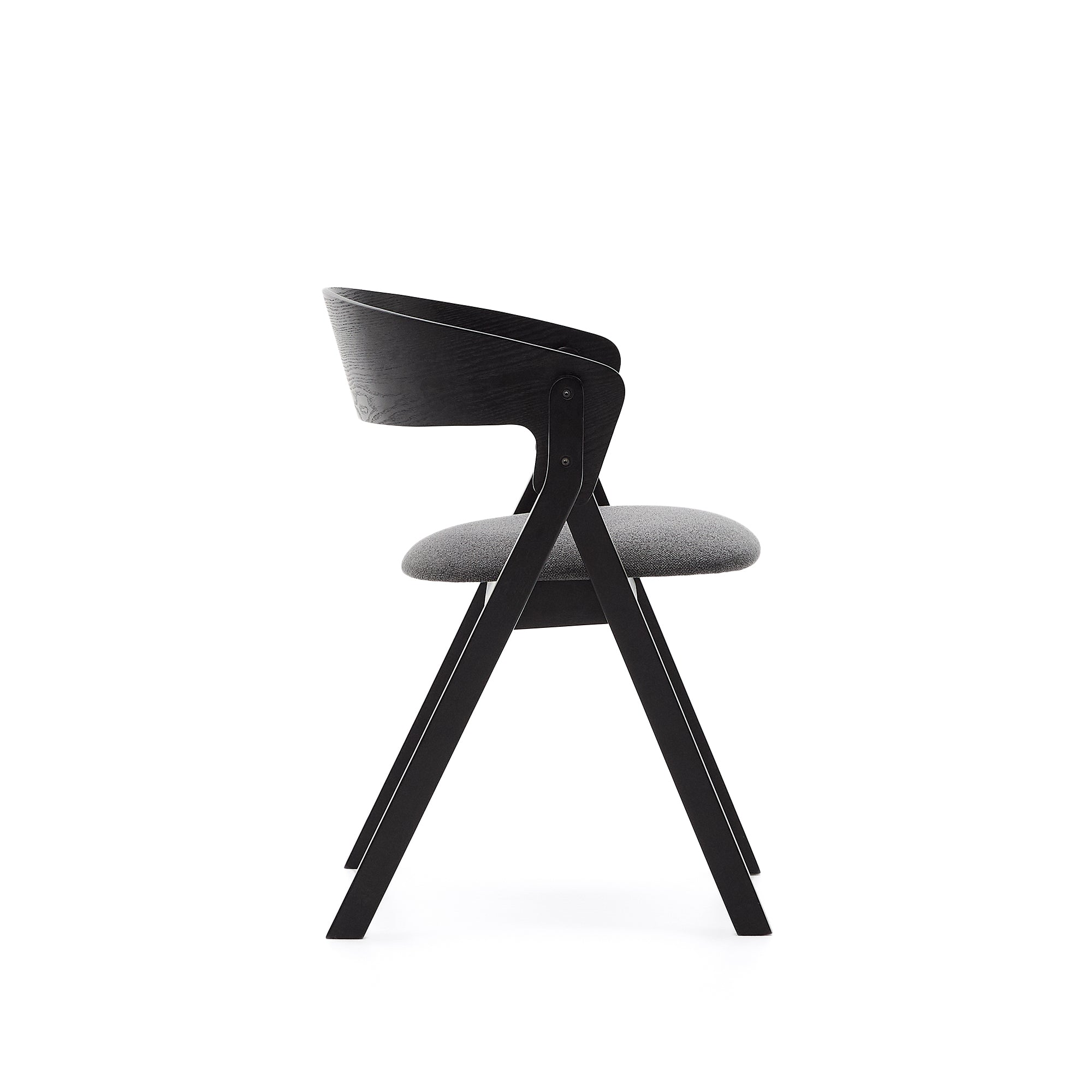 Godia chair in ash veneer with a black finish and grey chenille - Product Image
