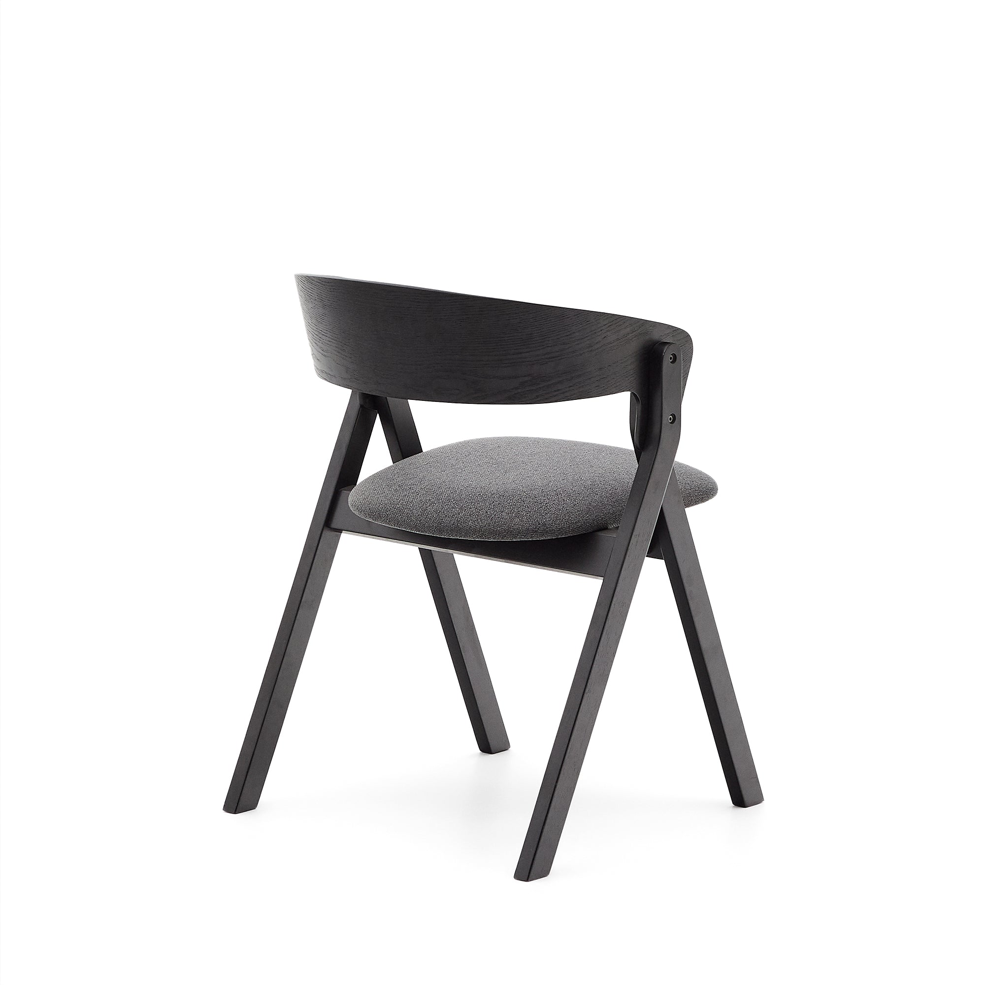 Godia chair in ash veneer with a black finish and grey chenille - Product Image